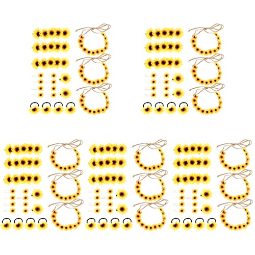 FRCOLOR 5-Pack Sunflower Hair Clips & Headbands Set for Women Girls - Perfect for Summer & Weddings