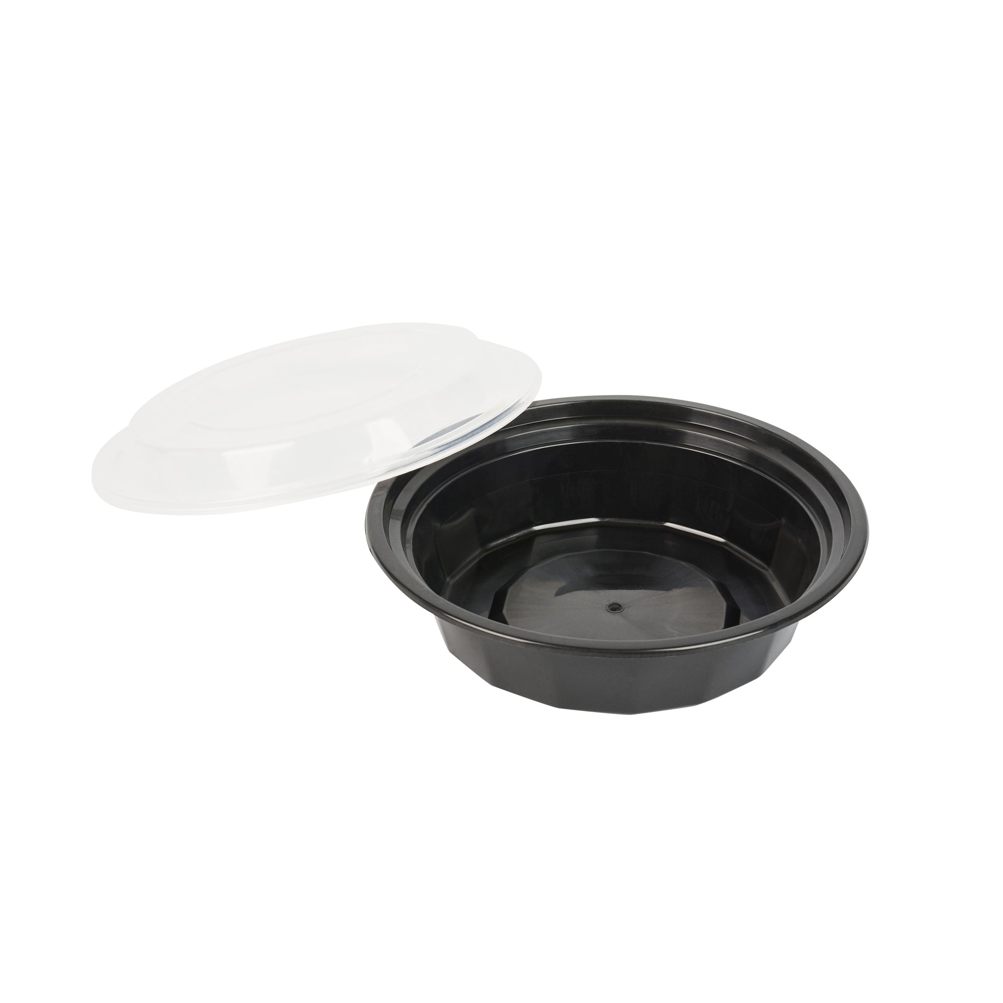 16 oz Black Plastic Takeout Containers with Clear Lids - 50 Pack, Microwave Safe (6.25