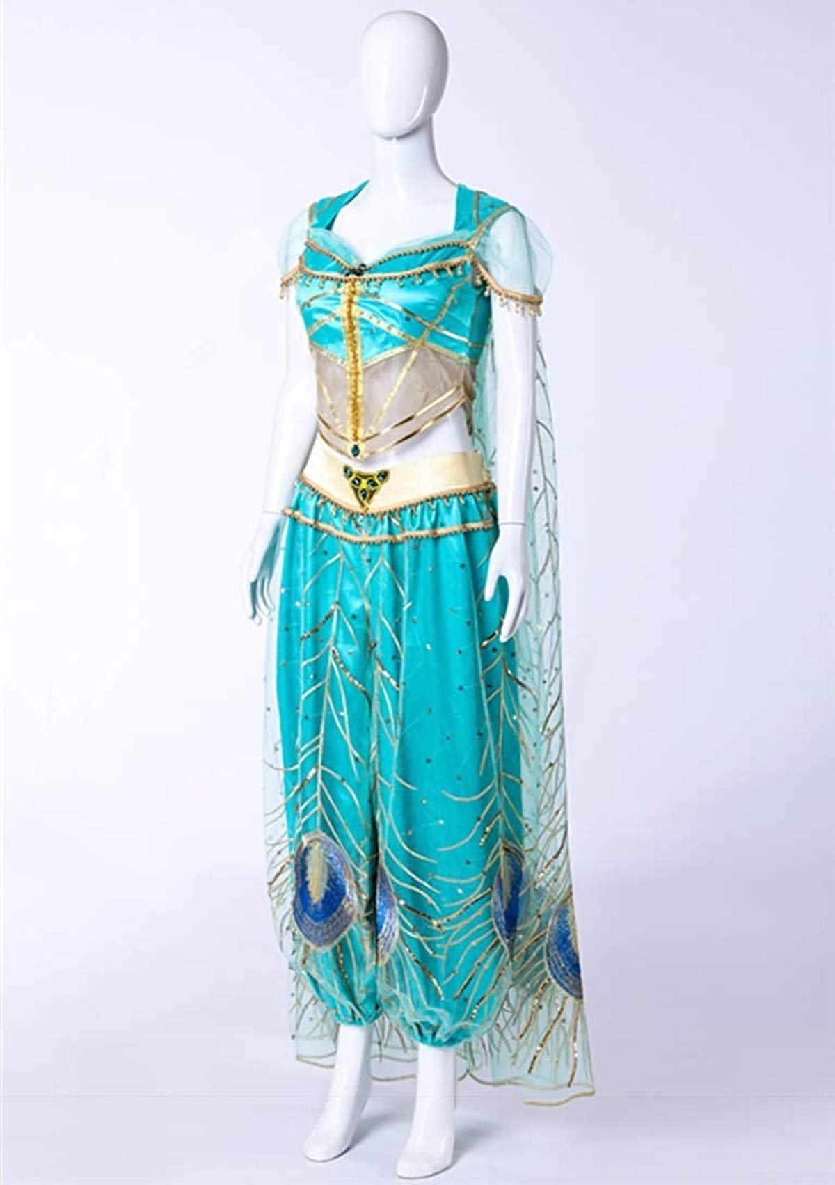 Arab Princess Jasmine Cosplay Costume Peacock Dress & Skirt Set for Adults - Halloween, Cosplay, Theme Parties & Renaissance Fairs