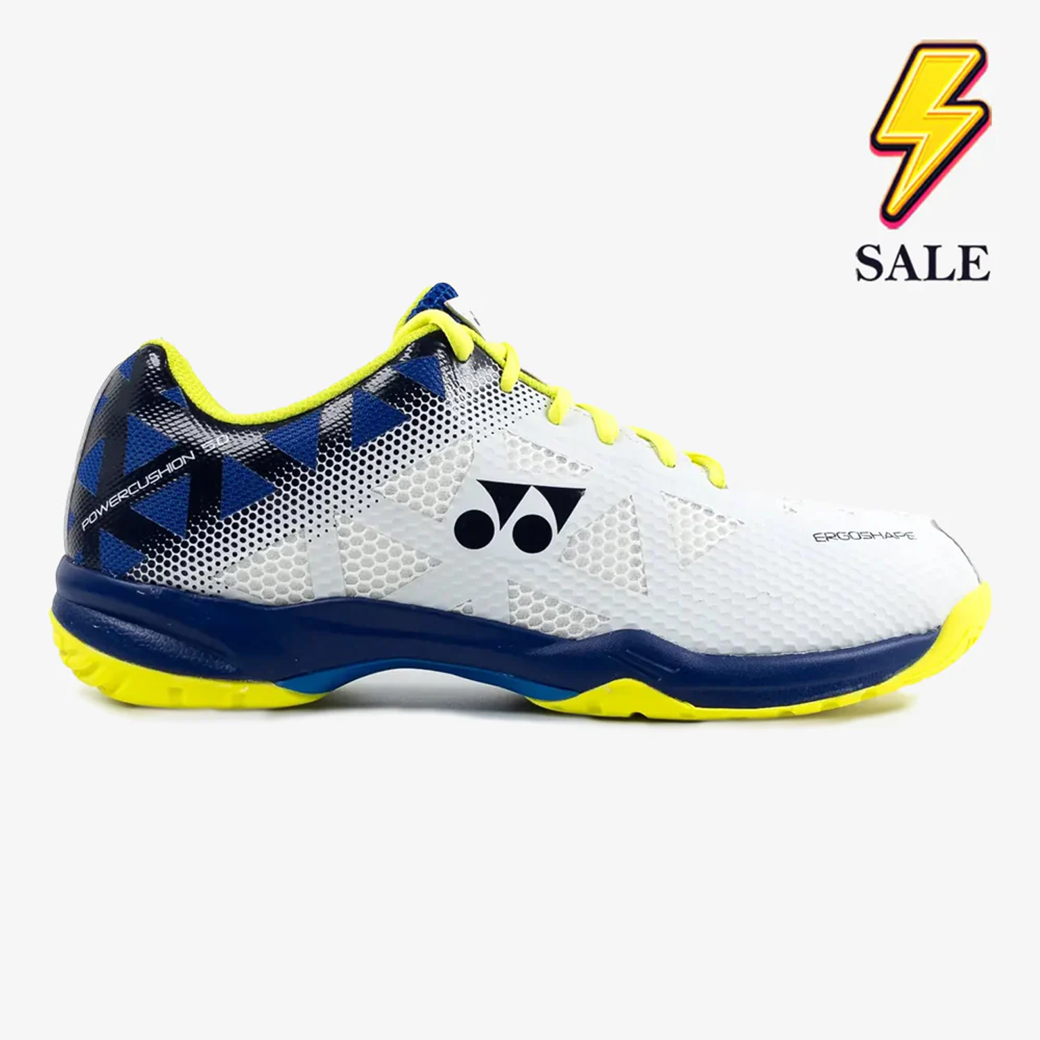 Yonex Power Cushion 50 Badminton Shoes - White/Blue - Lightweight Cushioned Court Shoes for Men & Women - Perfect for Badminton, Tennis & Indoor Sports