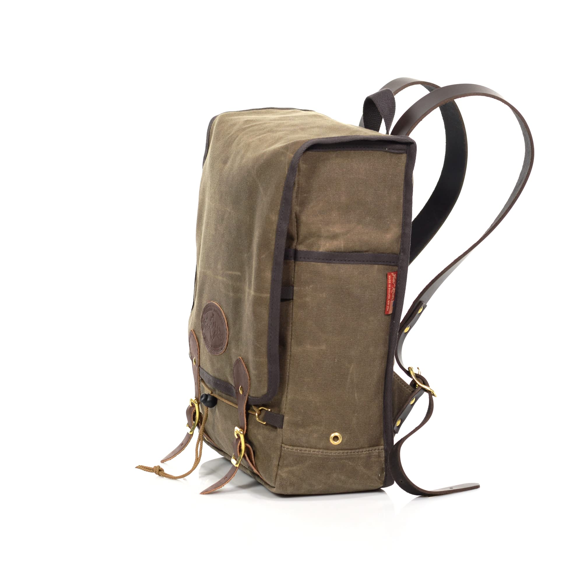 Frost River Mesabi Range Waxed Canvas & Leather Laptop Backpack - 16.7L Durable Hiking Daypack with Padded Sleeve, Premium Field Tan - Perfect for Work Commute, College Campus & Outdoor Adventures
