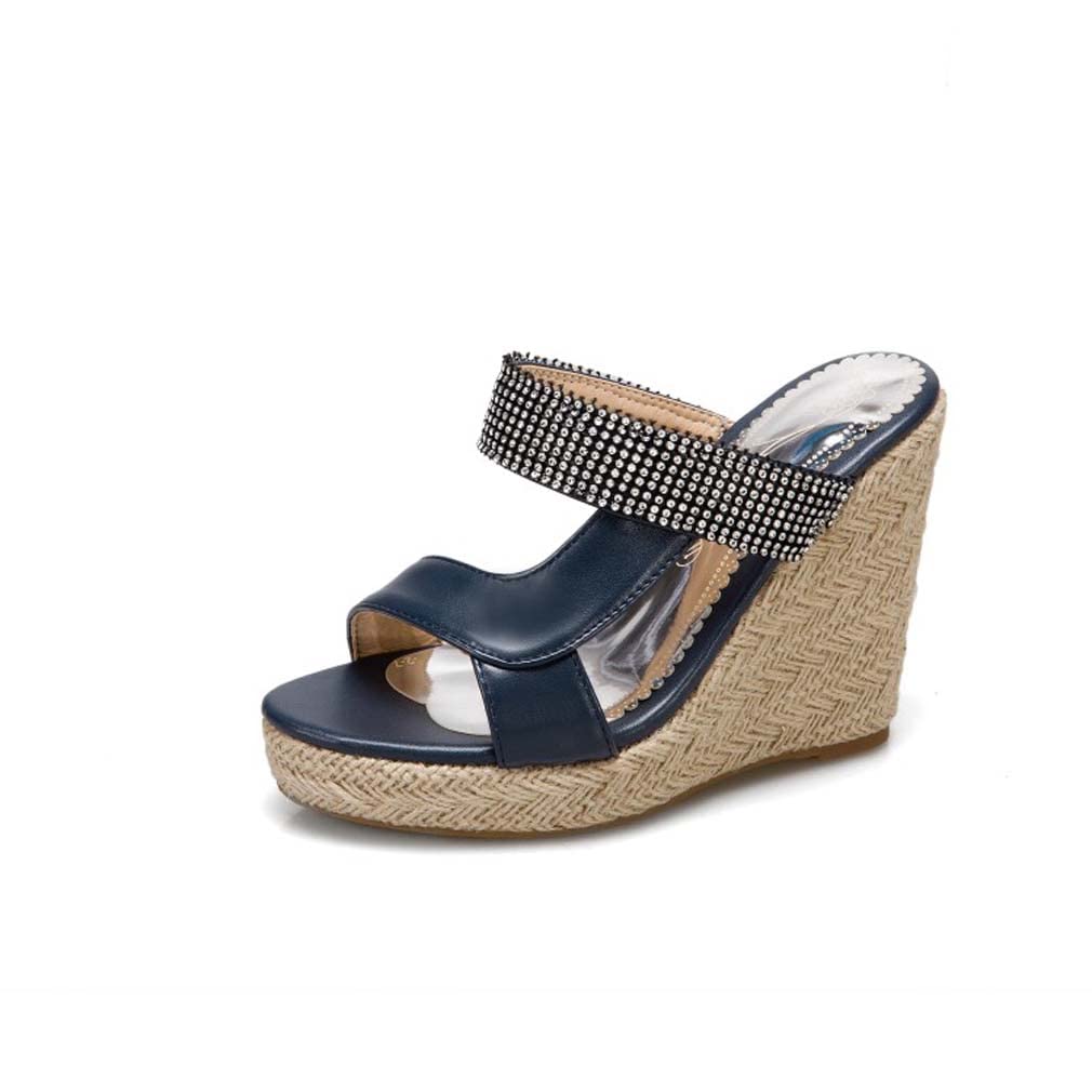 Heelchic Women's Sexy Glitter Platform Wedge Slide Sandals - Summer Casual Slip-On Sandals for Beach, Pool, and Outdoor Parties