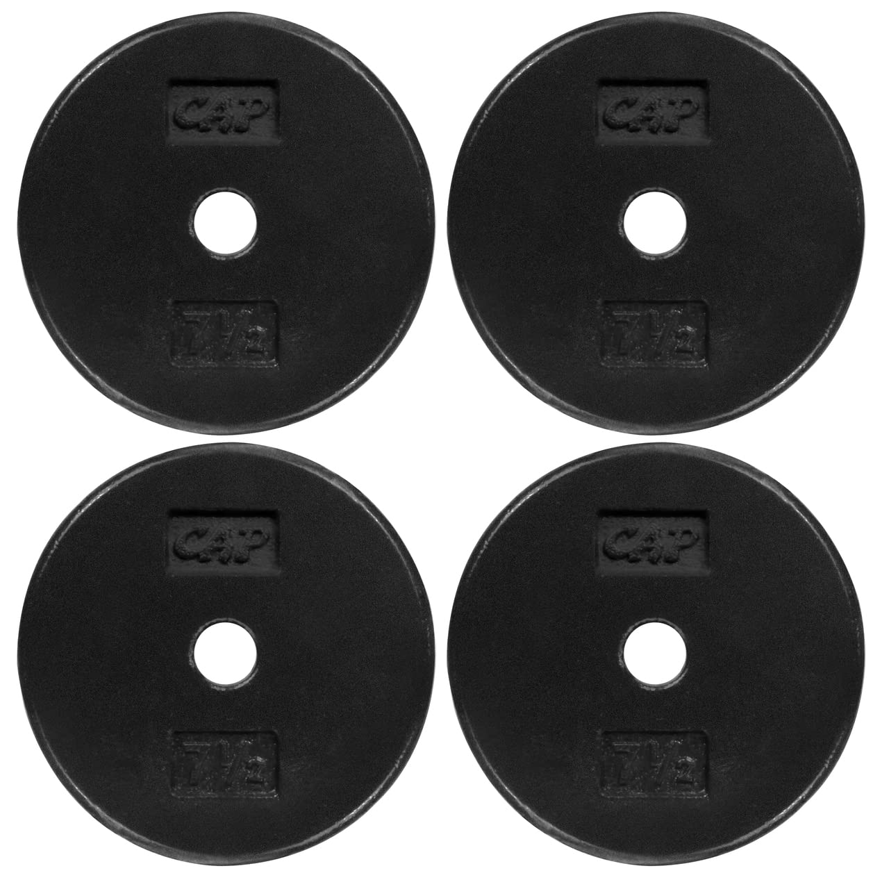CAPHAUS Black Solid Cast Iron Weight Plates - 1-inch Center Hole for Standard Barbell & Dumbbell Handles - 1.25LB to 50LB Options (1.25/2.5/5/7.5/10/12.5/25/50LB) - Perfect for Home Gym, Strength Training & Weightlifting Workouts
