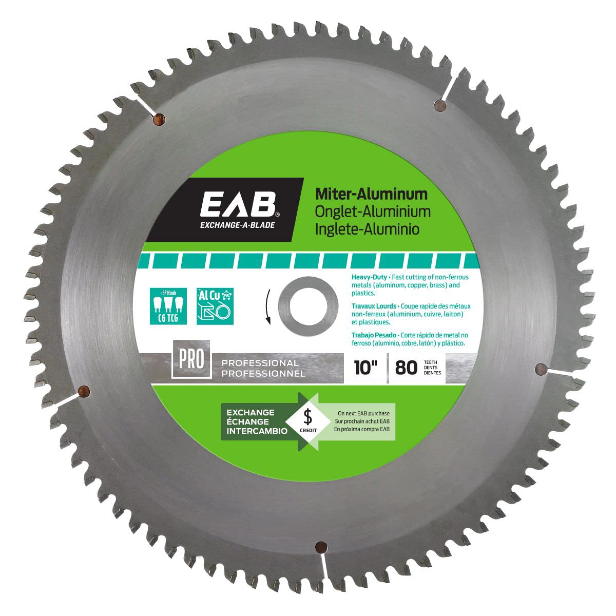 10-Inch 80T Metal Cutting Miter Saw Blade for Aluminum - Professional Grade, Recyclable & Replaceable - Perfect for Woodworking, Metal Fabrication, and DIY Projects