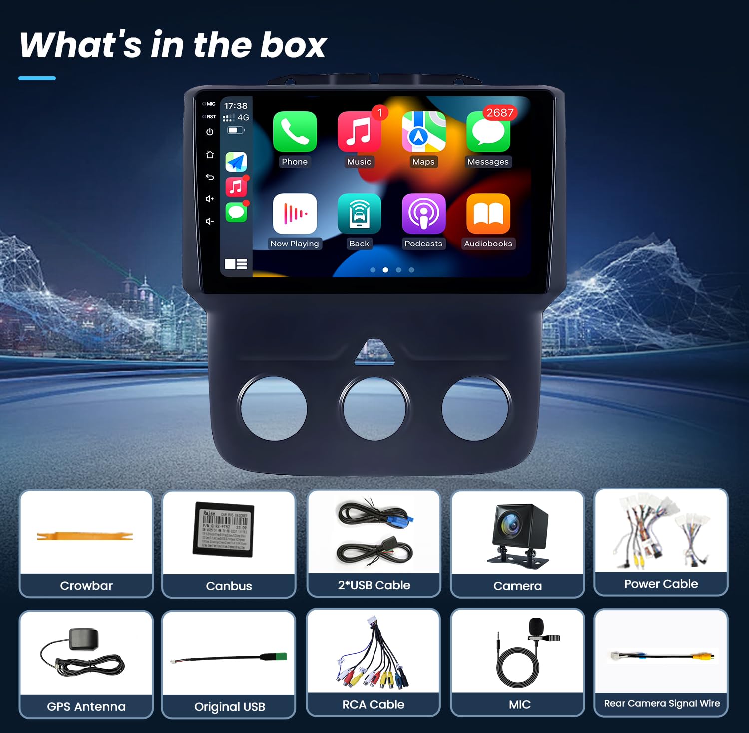 **2013-2018 Dodge RAM 1500/2500/3500 64GB 5G WiFi Car Stereo with Apple CarPlay & Android Auto - 12