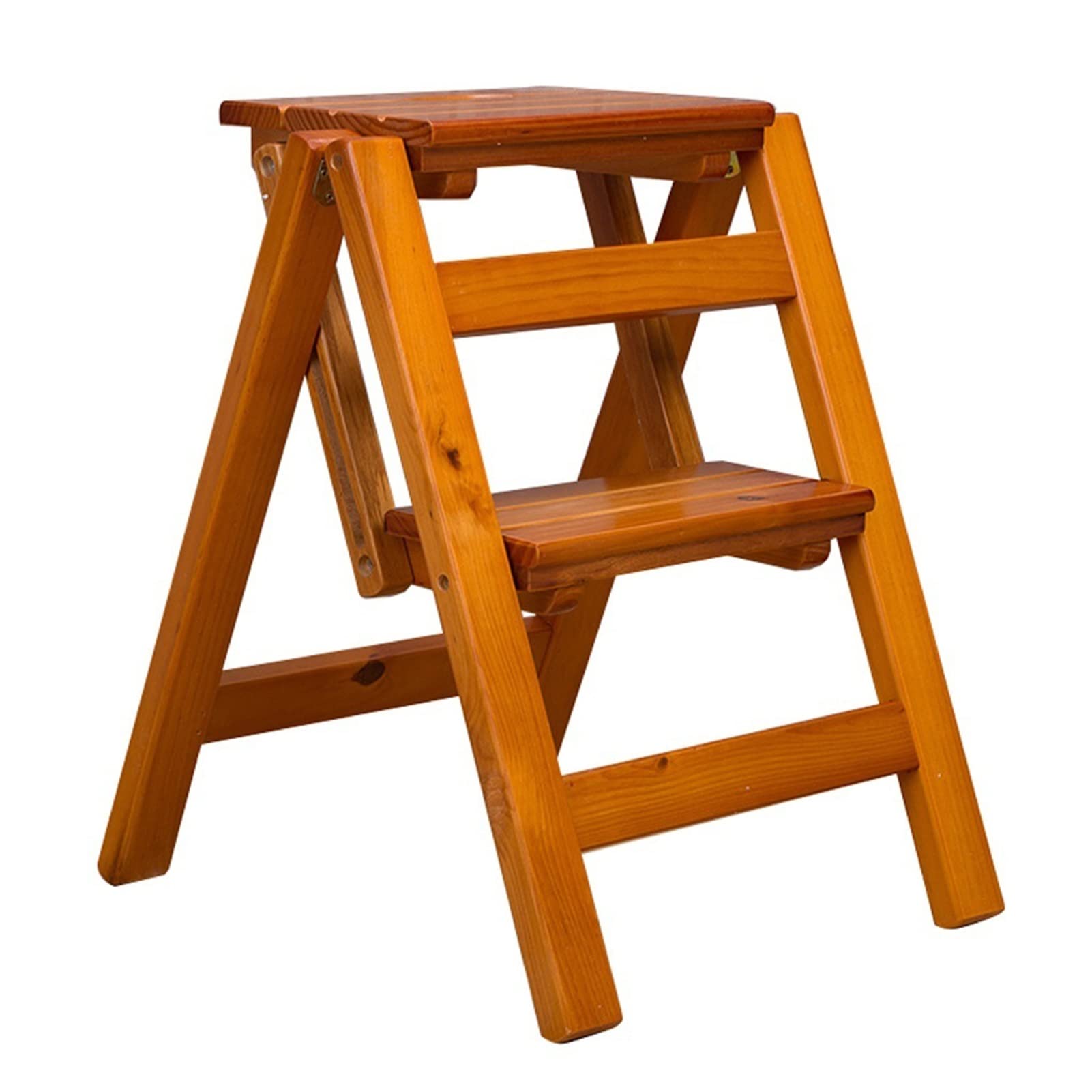 XHALERY Portable Wooden Folding Step Stool Ladder - Multi-Function Anti-Slip Safety Stool for Kitchen, Bathroom & Home Use - Perfect as Step Ladder, Shelf Helper or Decorative Flower Stand