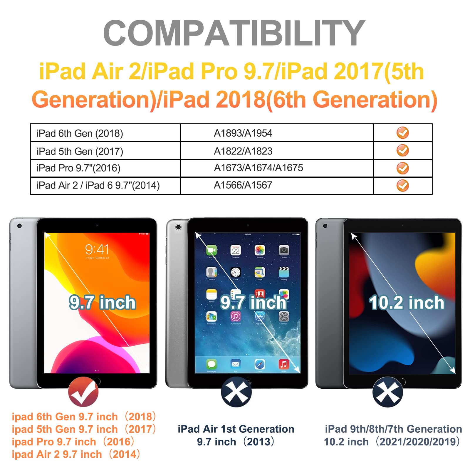 BRAECN Shockproof Kids Case for iPad 9.7 Inch (iPad 6th/5th Generation 2018/2017 & iPad Air 2) - 3-Layer Protective Silicone Cover with Rotating Handle, Adjustable Shoulder Strap, Pencil Holder & Kickstand - Sky Blue | Perfect for School, Travel & Outdoor Learning Activities