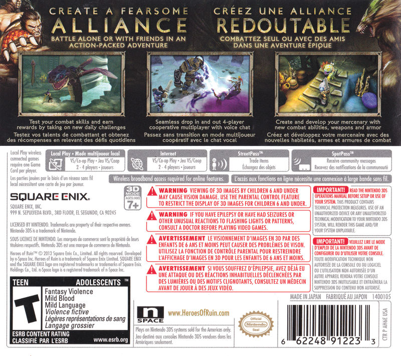 Pre-Owned Heroes Ruin 3DS Video Game - Authentic Nintendo 3DS Adventure for Kids & Adults | Perfect for Travel, Gifts & Retro Gaming Collections