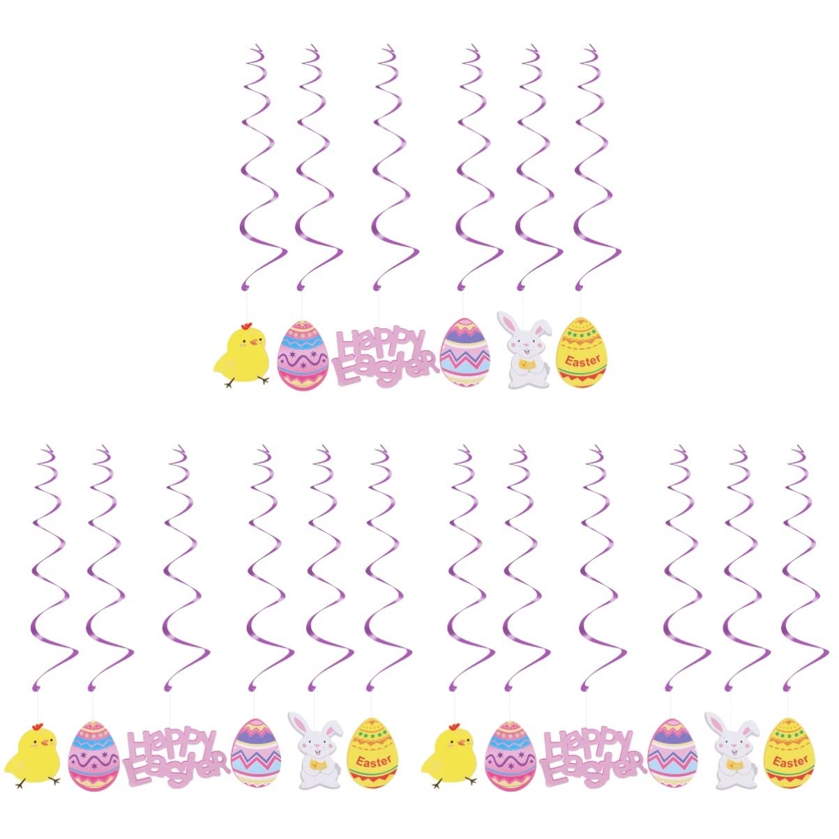 Amosfun 18-Piece Easter Hanging Swirl Decorations Set - Colorful Easter Egg & Bunny Streamers for Party, Home, Classroom Decor | Perfect for Easter Celebrations, Spring Parties & Festive Home Decor