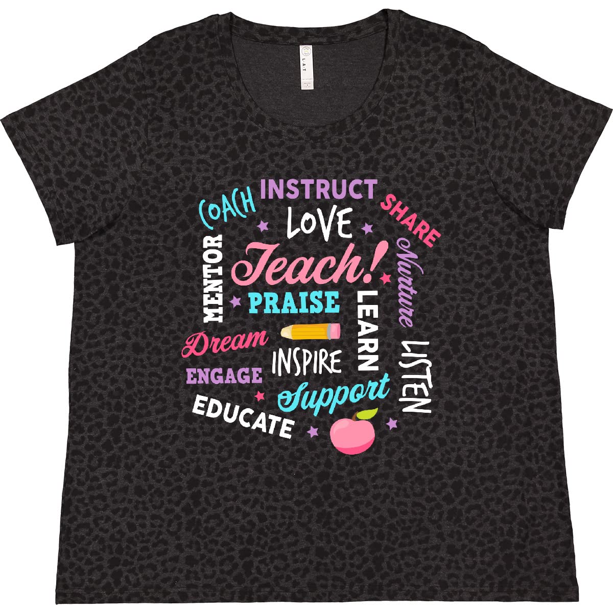 Inktastic Teacher Word Salad with Pencil and Apple Women's Plus Size T-Shirt - Perfect for Teacher Appreciation, Back to School & Casual Wear