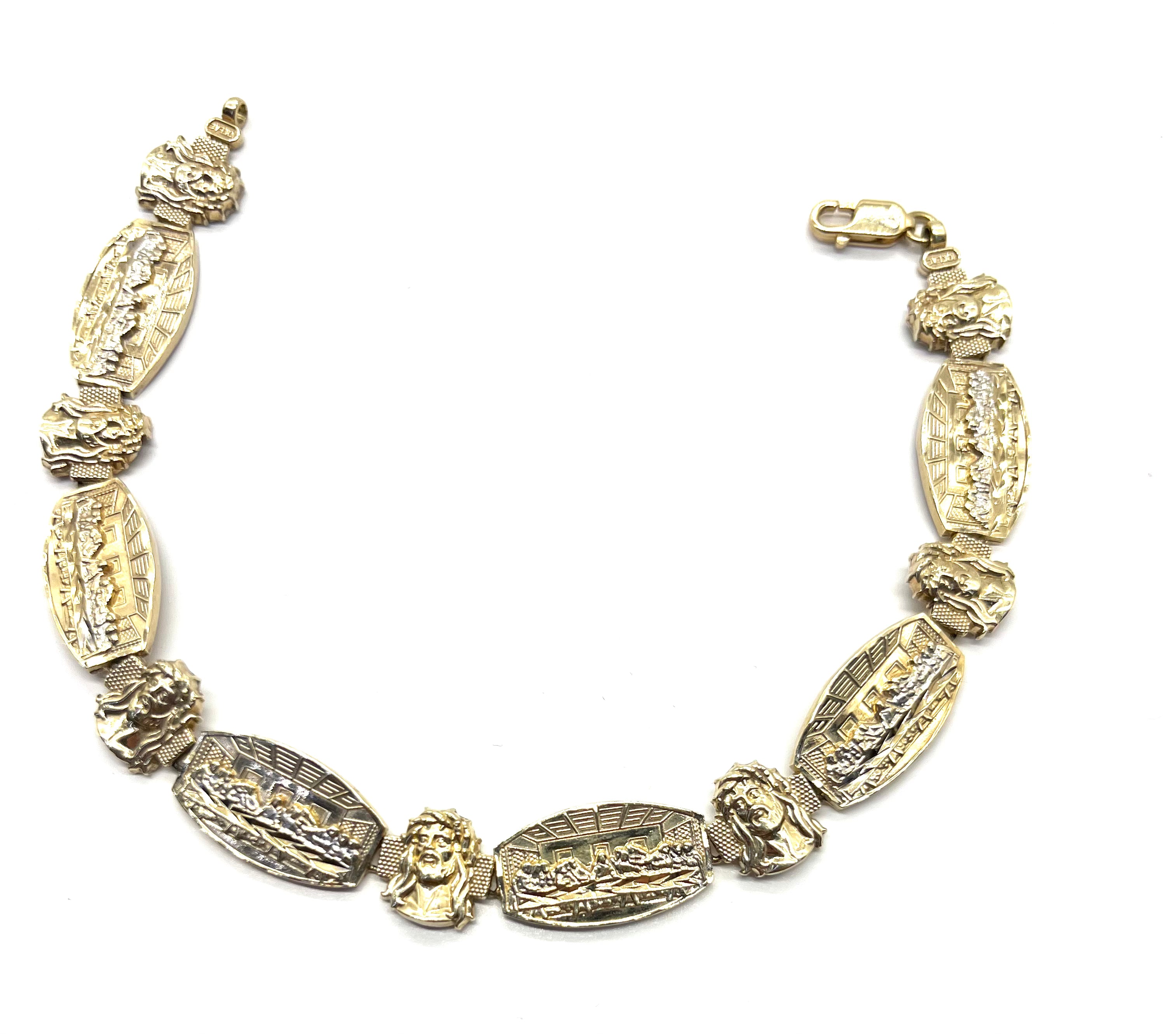 10K Gold Last Supper Charm Bracelet - Religious Jewelry for Men & Women - Perfect Gift for Baptism, Confirmation & Christian Holidays