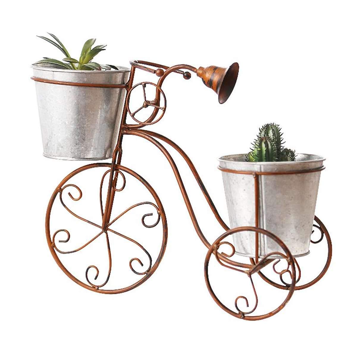 Sturdy Metal Flower Pot Holder for Bicycles - Modern Plant Stand for Indoor & Outdoor Use - Balcony, Garden, Home Decor - White