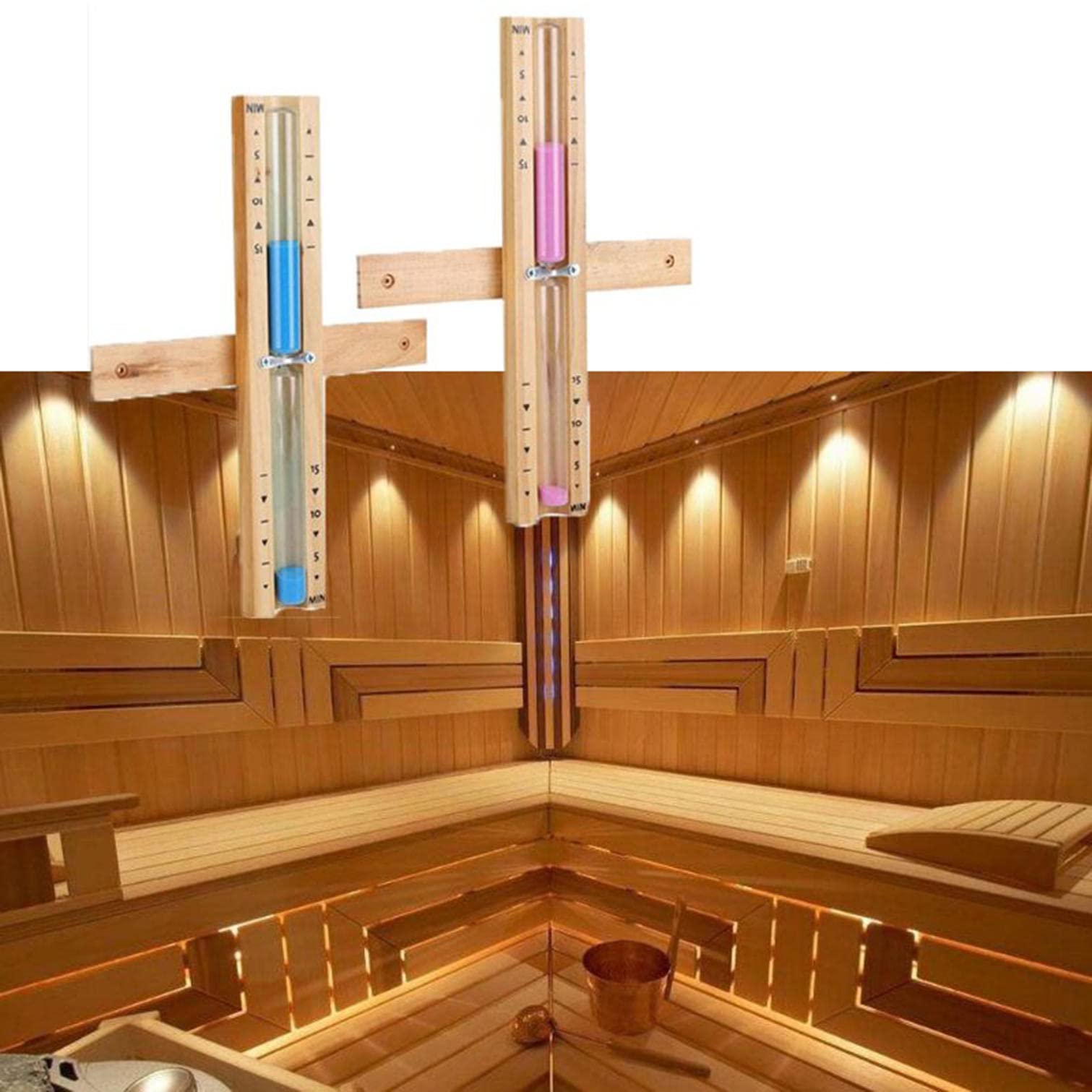 Wooden Sand Timer - 15 Minute Hourglass Clock for Sauna, Kitchen & Bathroom | Wall Mounted Rotating Sandglass Timer for Meditation, Yoga & Relaxation | Perfect Home Decor & Unique Gift Idea