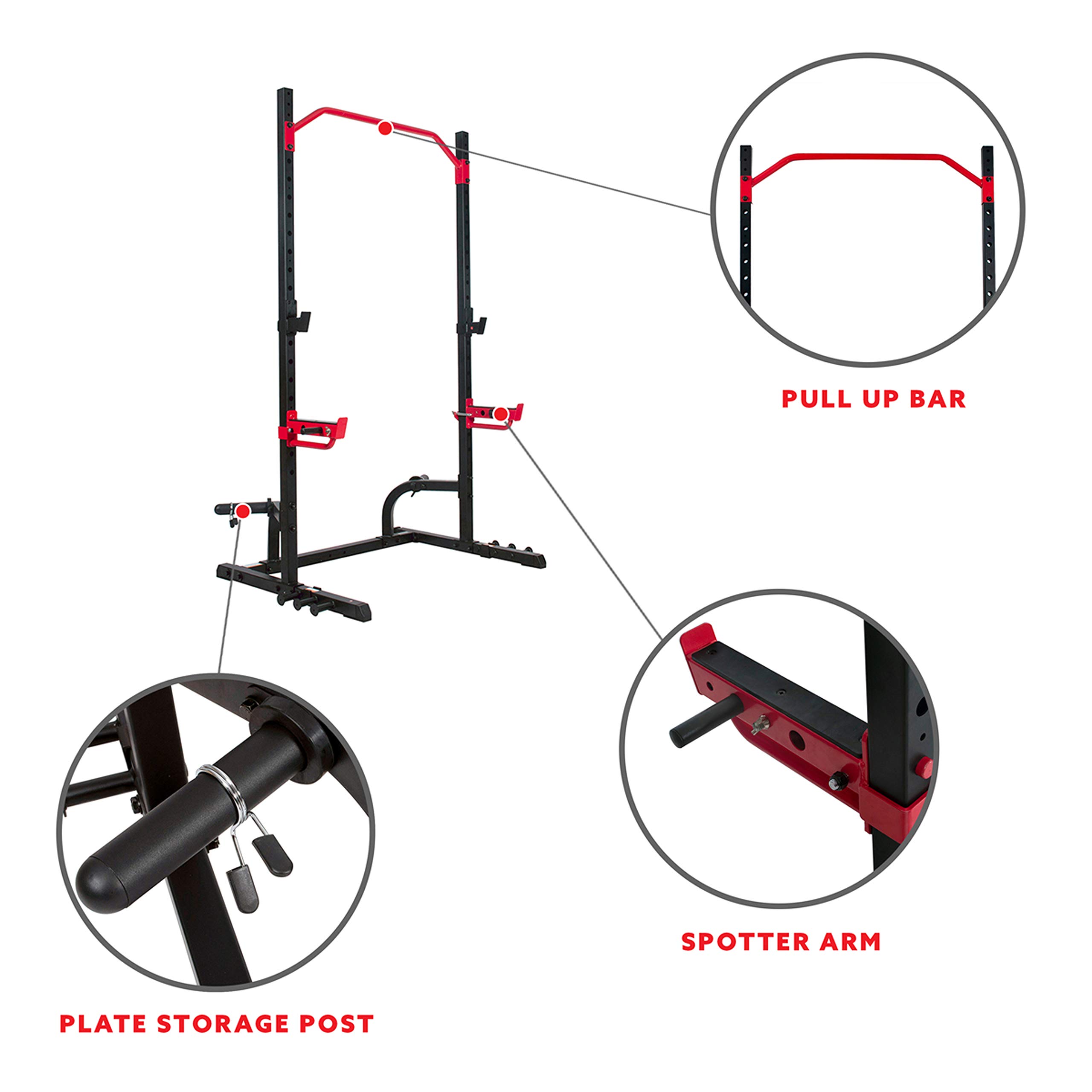 Sunny Health & Fitness Multifunctional Strength Training Home Gym Equipment - Power Rack Cage with Adjustable Bench, Squat Stand & Training Attachments for Full Body Workout | Perfect for Home Gym, Weight Lifting & Strength Training