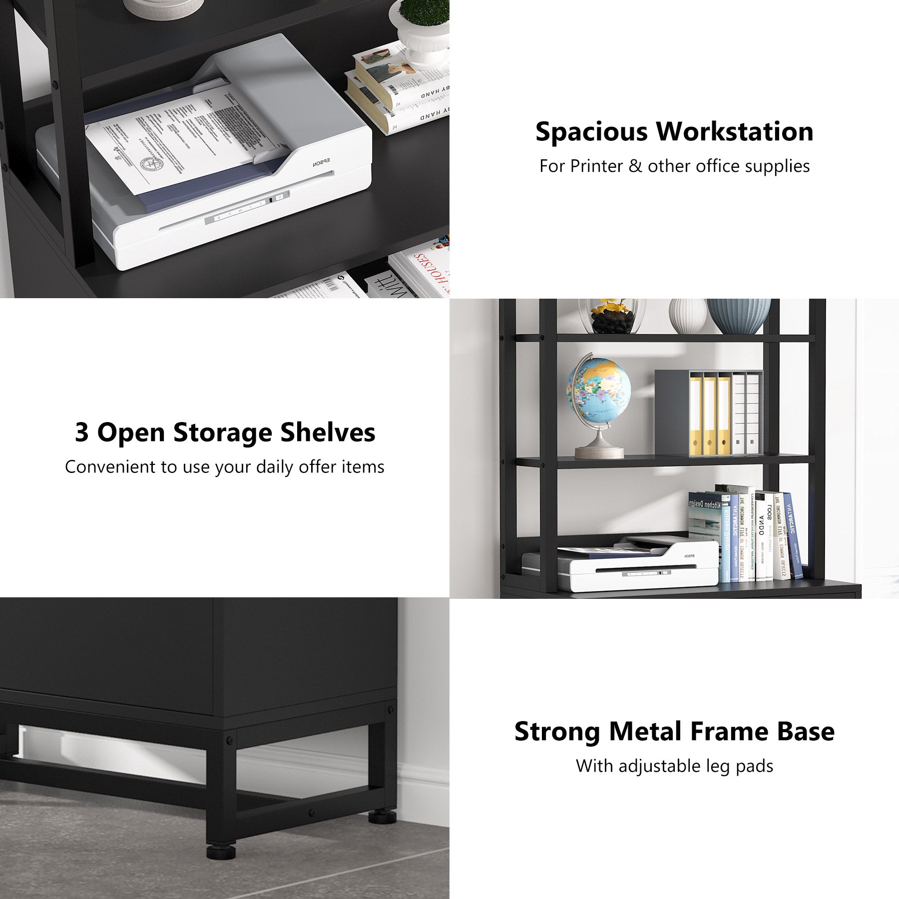 2-Drawer Vertical File Cabinet with Open Shelves - Compact Office Storage for Documents & Supplies | Perfect for Home, Office & Small Business Organization