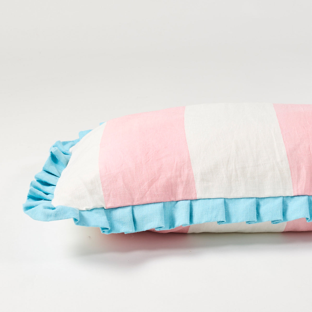 Soft and Comfortable Cushion Noodle Frill Wide Stripe Pink Pillow Cover - Perfect for Living Room Sofa, Bedroom Decor, and Cozy Home Styling