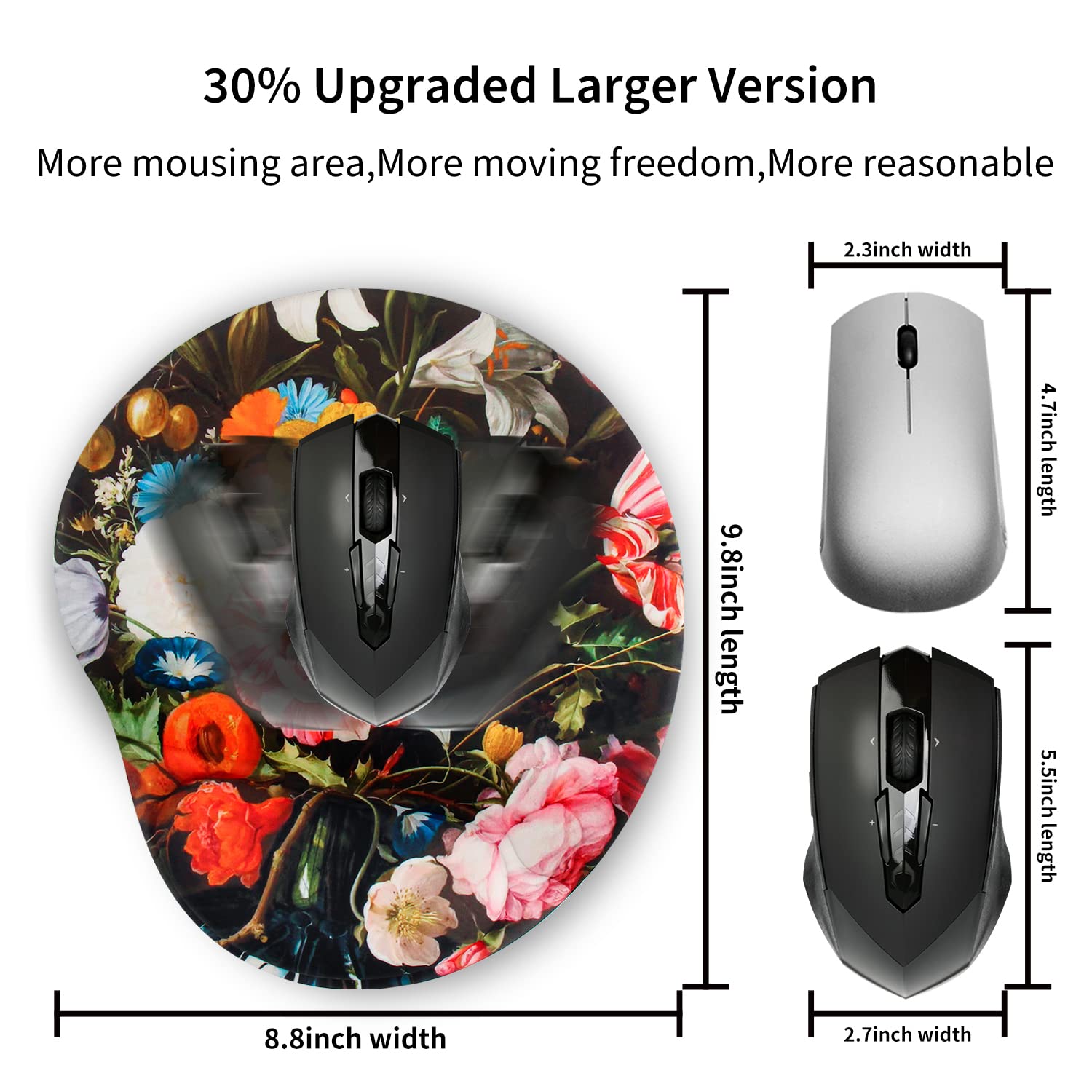 Ergonomic Mouse Pad with Wrist Support - Comfortable Cute Mouse Pad for Home Office, Gaming & Working - Non-Slip PU Base for Pain Relief (Vase Design) - Perfect for Long Hours Computer Use & Wrist Comfort