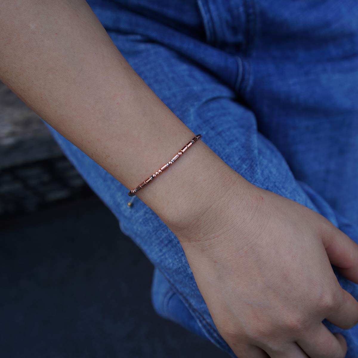 RareLove Strength Morse Code Bracelet - Be Strong Inspirational Friendship Gift for Women, Tiny Beads Grey String Bracelet - Perfect for Daily Wear, Motivational Gifts & Special Occasions