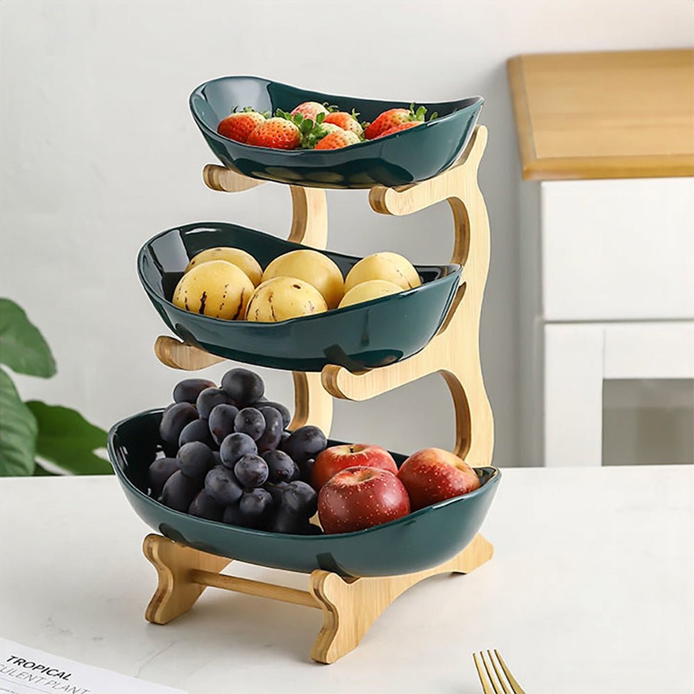 Calista 3 Tier Stainless Steel Fruit Basket - Elegant Kitchen Countertop Organizer for Fruits, Vegetables & Snacks | Perfect for Dining Table, Pantry & Party Serving