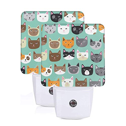 MSGUIDE Cute Cat Night Light 2 Pack - Plug-in LED Night Light with Auto Dusk-to-Dawn Sensor for Bedroom, Bathroom, Hallway, Nursery - Perfect for Kids & Adults - Creates Cozy Ambiance for Nighttime Safety & Comfort