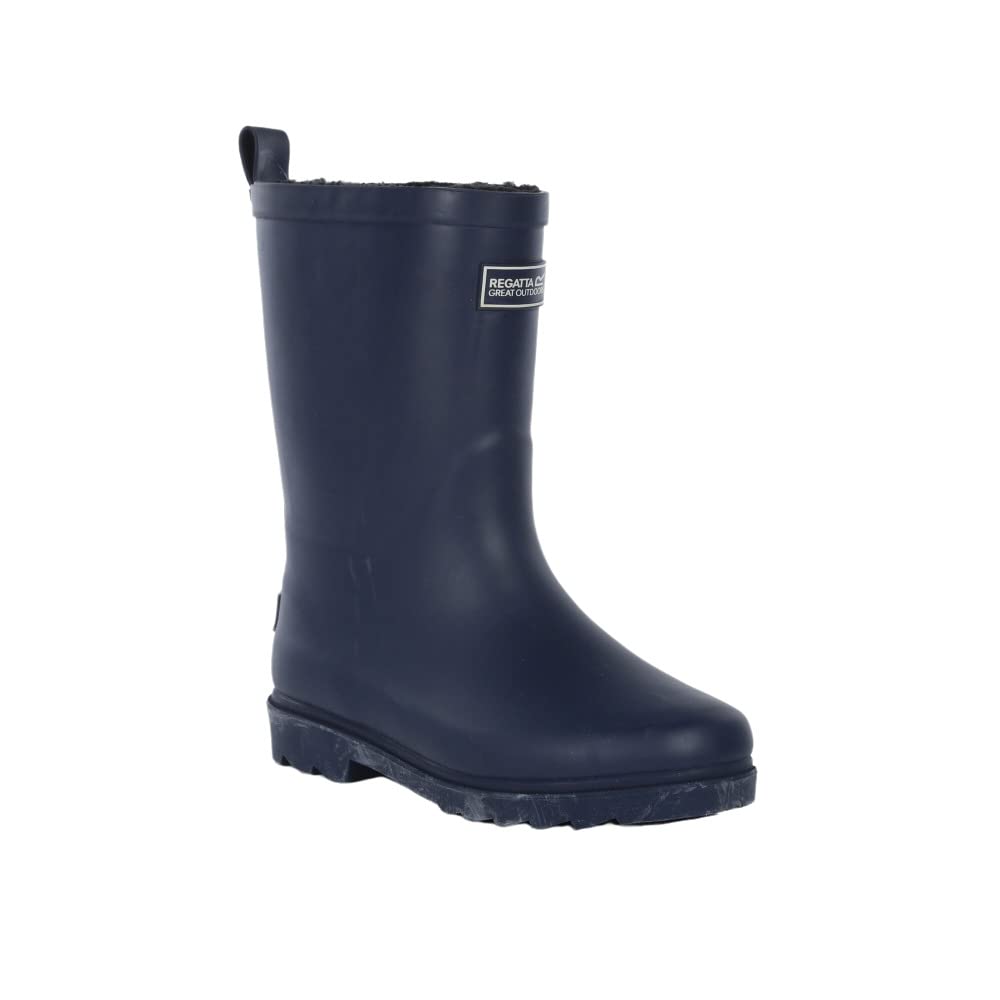 Regatta Kids Fairweather Waterproof Rain Boots for Boys & Girls - Navy Blue (Size 5 Big Kid) - Perfect for School, Playground & Outdoor Adventures