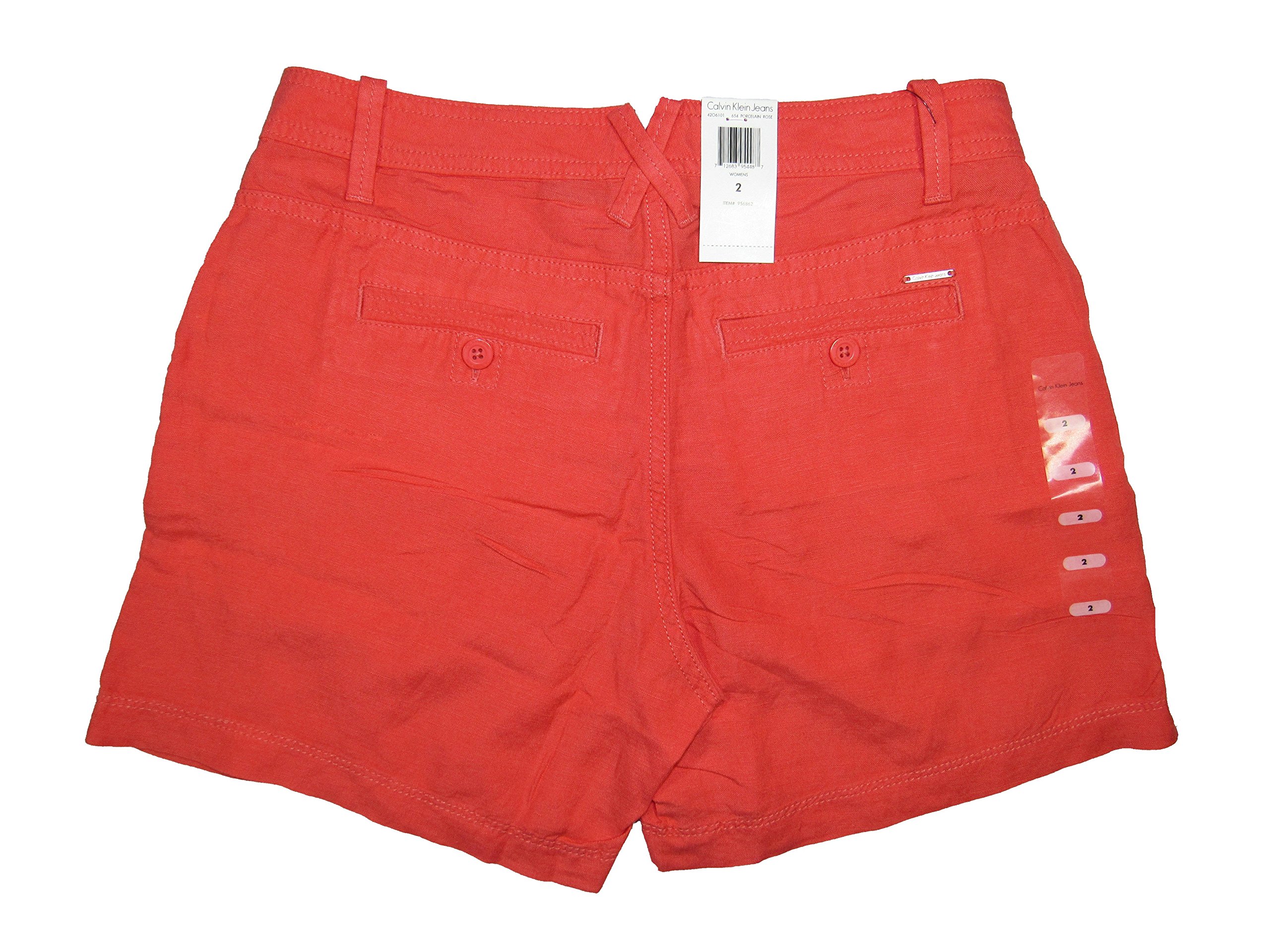 Calvin Klein Women's Linen Shorts Size 12 in Porcelain Rose - Breathable Summer Casual Shorts for Beach, Vacation & Everyday Wear