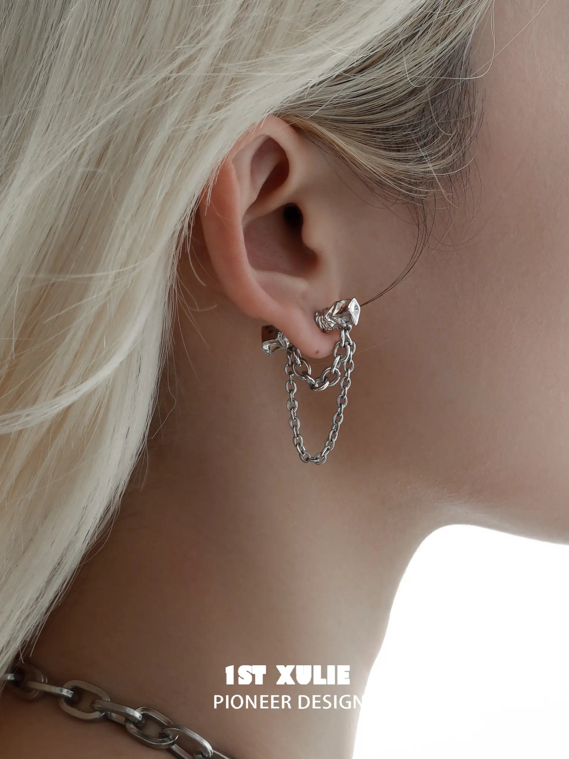 Sterling Silver S925 Block Chain Earrings for Women - Trendy Chunky Link Drop Earrings for Party, Date Night & Everyday Wear
