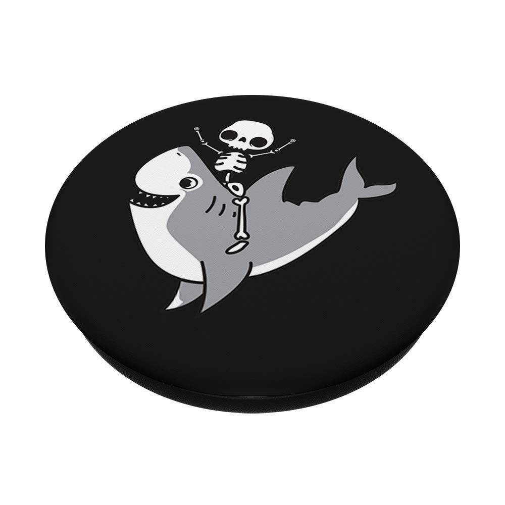 Funny Skeleton Riding Shark Halloween Costume Gift - Swappable PopSockets PopGrip for Phones & Tablets - Perfect for Halloween Parties, Cosplay & Phone Accessories