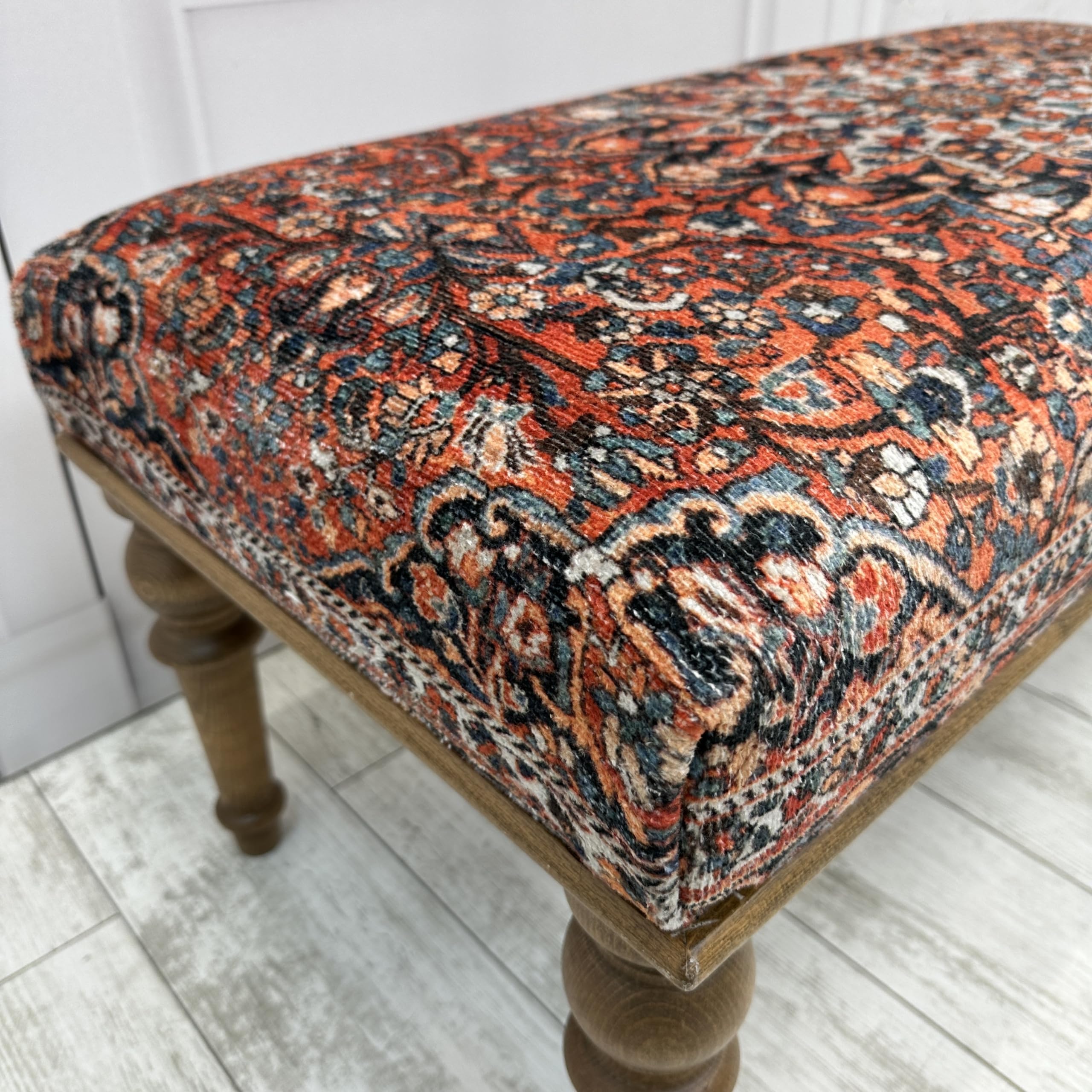 Boho Large Storage Ottoman Bench - 18x18x48 Inch Upholstered Wood Foot Stool for Living Room, Bedroom, Entryway | Multi-Functional Seat with Storage | Perfect for Home Decor, Extra Seating & Organization (Era-17)