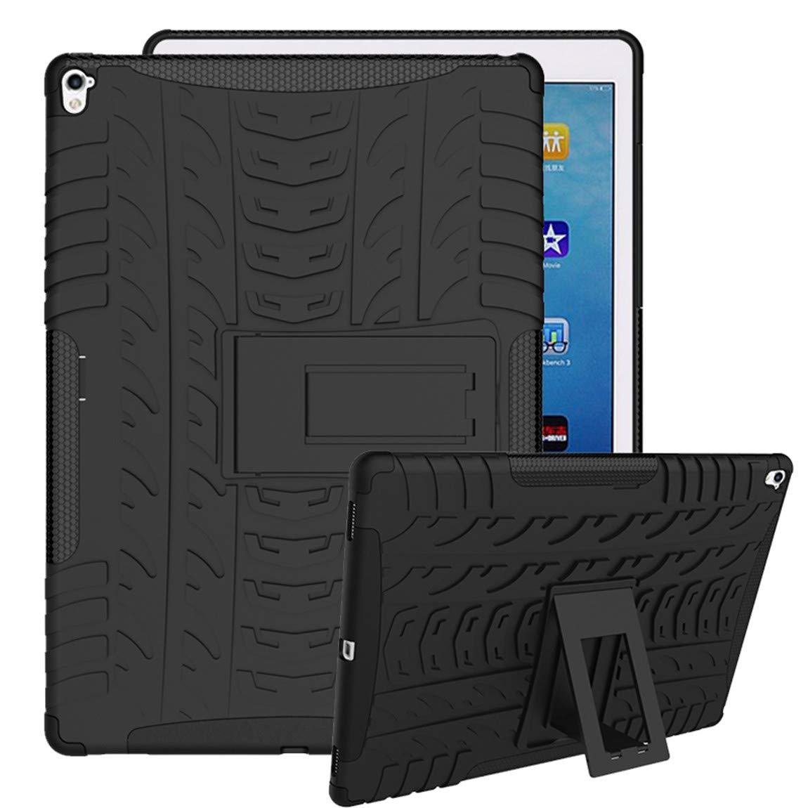 Premium Shockproof Hybrid Case for iPad Pro 9.7 Inch (2016 Model A1673/A1674/A1675) - Dual Layer Protective Cover with Anti-Slip Grip & Adjustable Kickstand | Perfect for Work, Travel, and Everyday Use