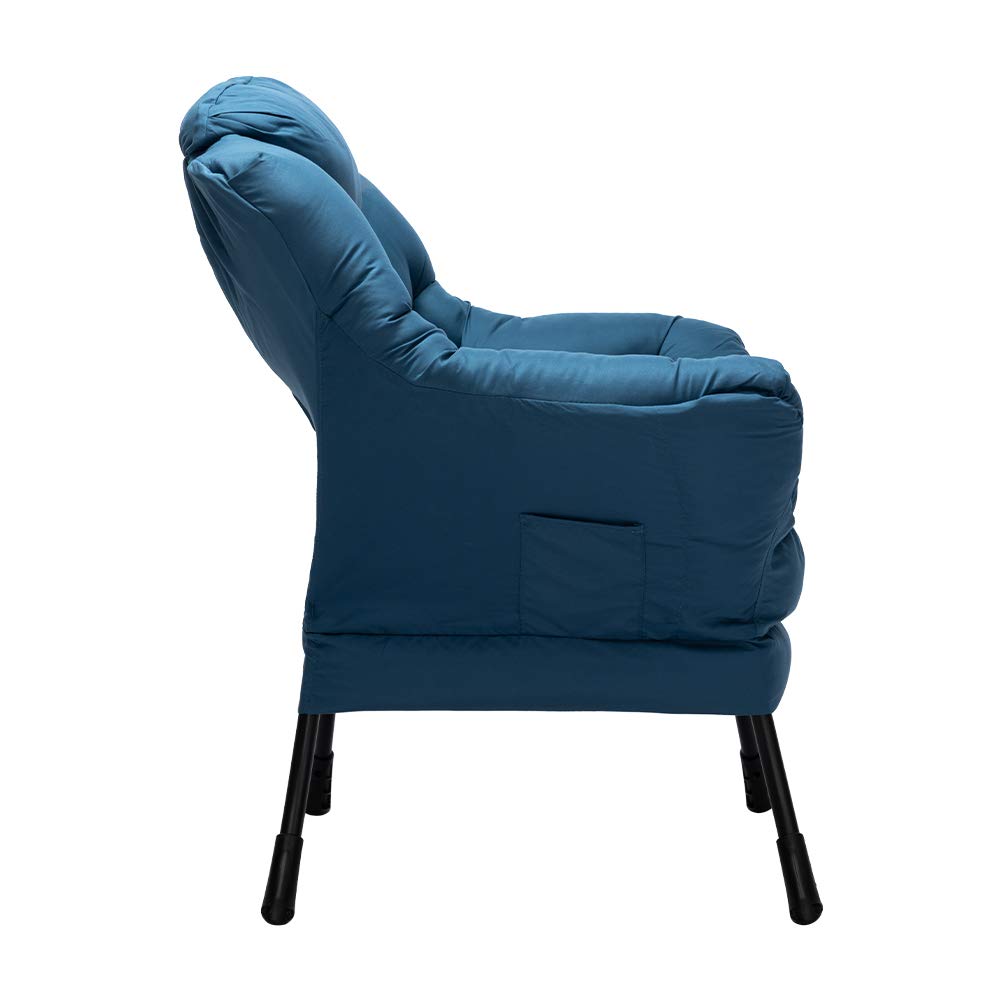 HollyHOME Modern Fabric Oversized Lounge Chair - Thick Padded Comfy Reading Chair with Armrests, Steel Frame Accent Chair for Living Room, Bedroom & Dorm - Navy Blue - Perfect for Relaxing, Reading & Napping in Style