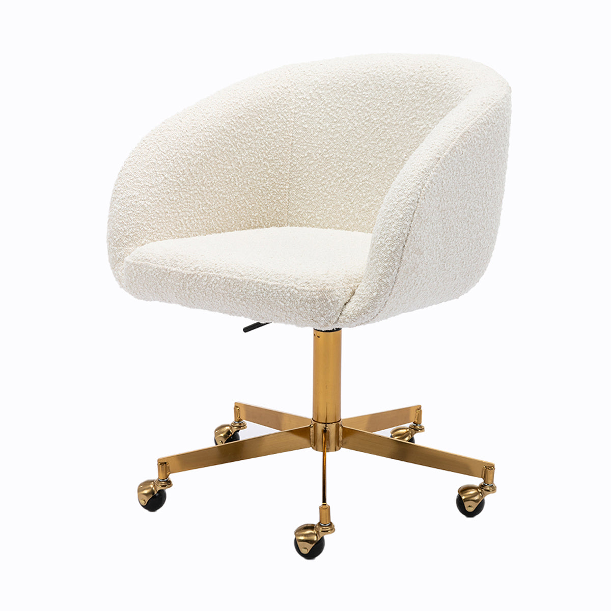 Avalon Boucle Office Chair - Ergonomic Modern Upholstered Desk Chair with Adjustable Height for Home & Office Workspace - Perfect for Remote Work, Study, and Gaming