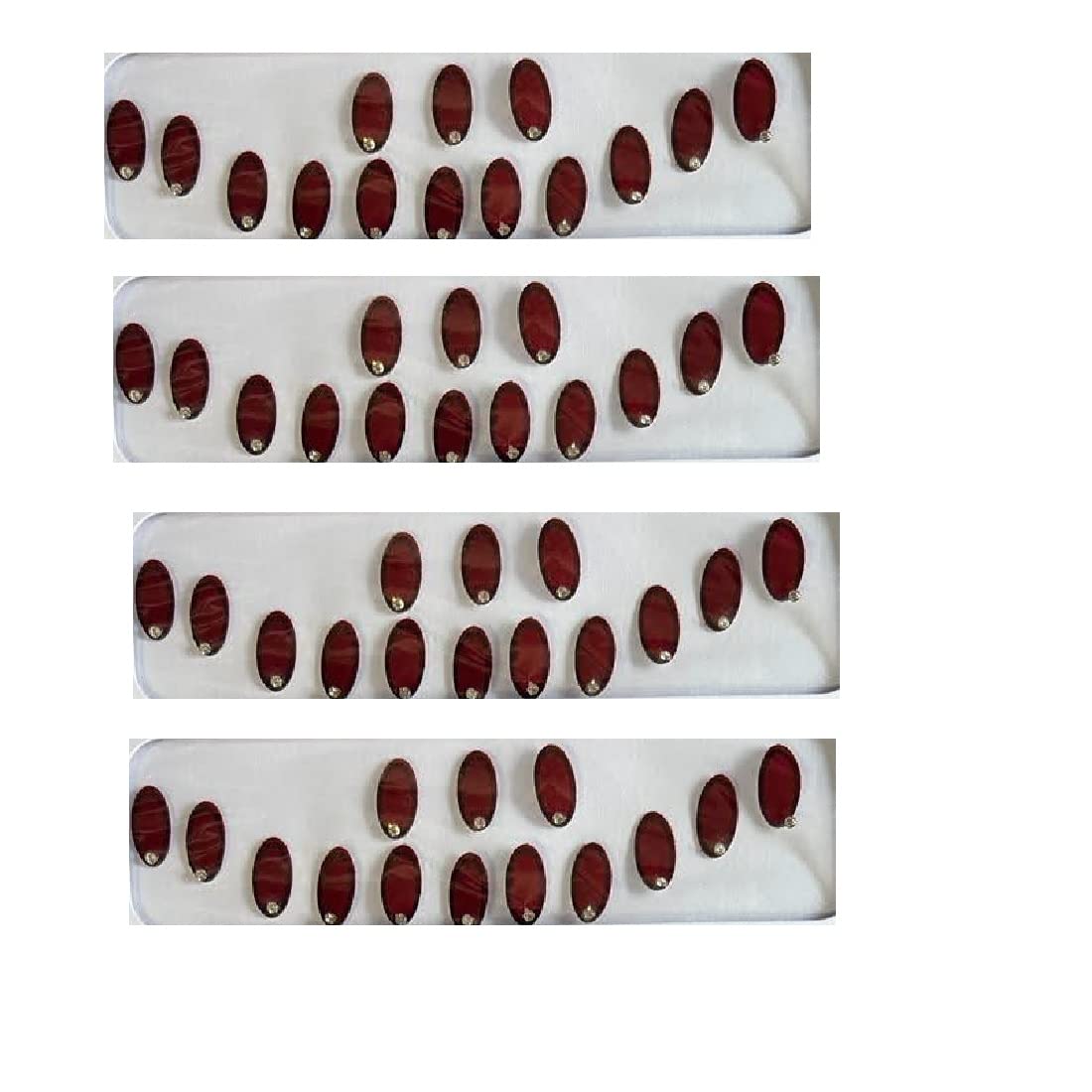 Elegant Maroon Velvet Bindi with Single Stone - Traditional Indian Forehead Sticker for Women & Girls - Skin-Friendly Adhesive - Pack of 4 (Size 6) - Perfect for Weddings, Festivals & Cultural Events