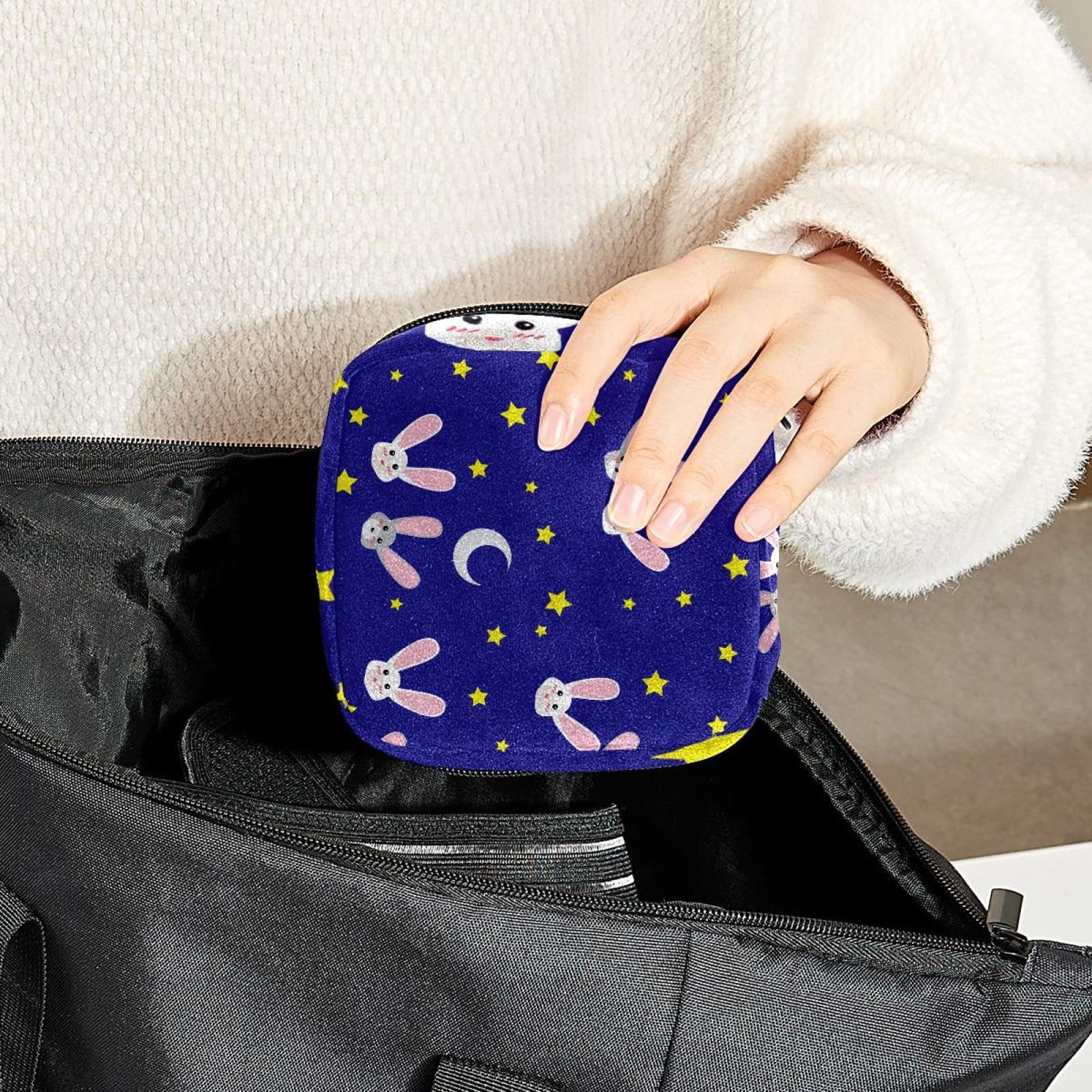 Organic Cotton Menstrual Pouch for Pads & Cups - Cute Animal Print Travel Organizer for Women & Girls - Perfect for School, Gym, and On-the-Go Period Care