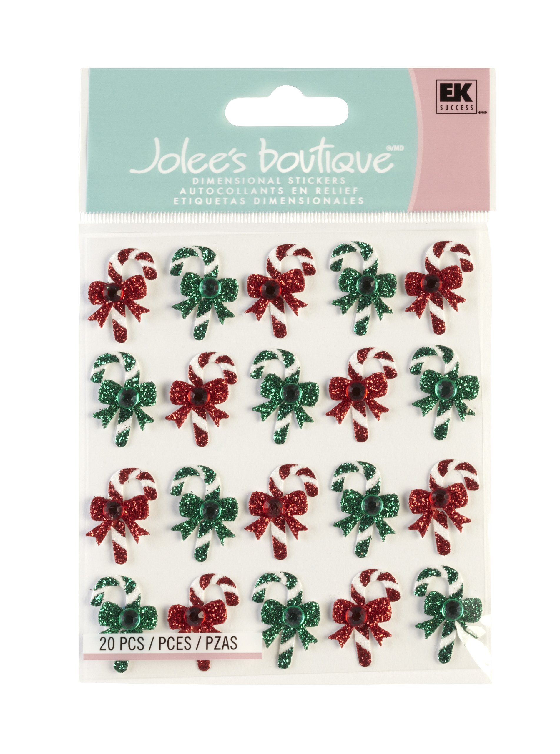 Jolee's Boutique 3D Candy Cane Stickers for Scrapbooking, Card Making, and Holiday Crafts - Perfect for Christmas DIY Projects, Gift Wrapping, and Party Decorations