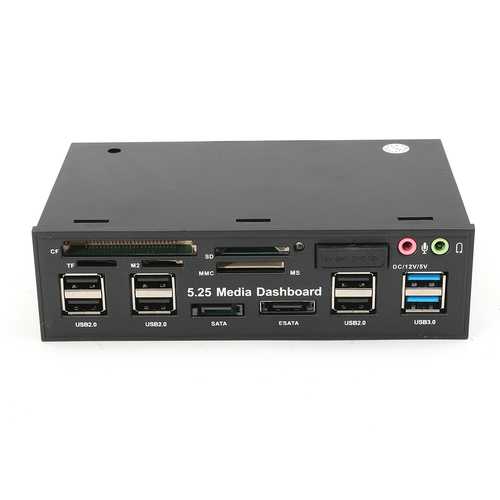 5.25 Inch USB 3.0 Drive Bay SD/TF Card Reader with SATA USB Hub & Audio Front Panel - Perfect for PC Media Dashboard, Data Transfer, and Front Panel Connectivity