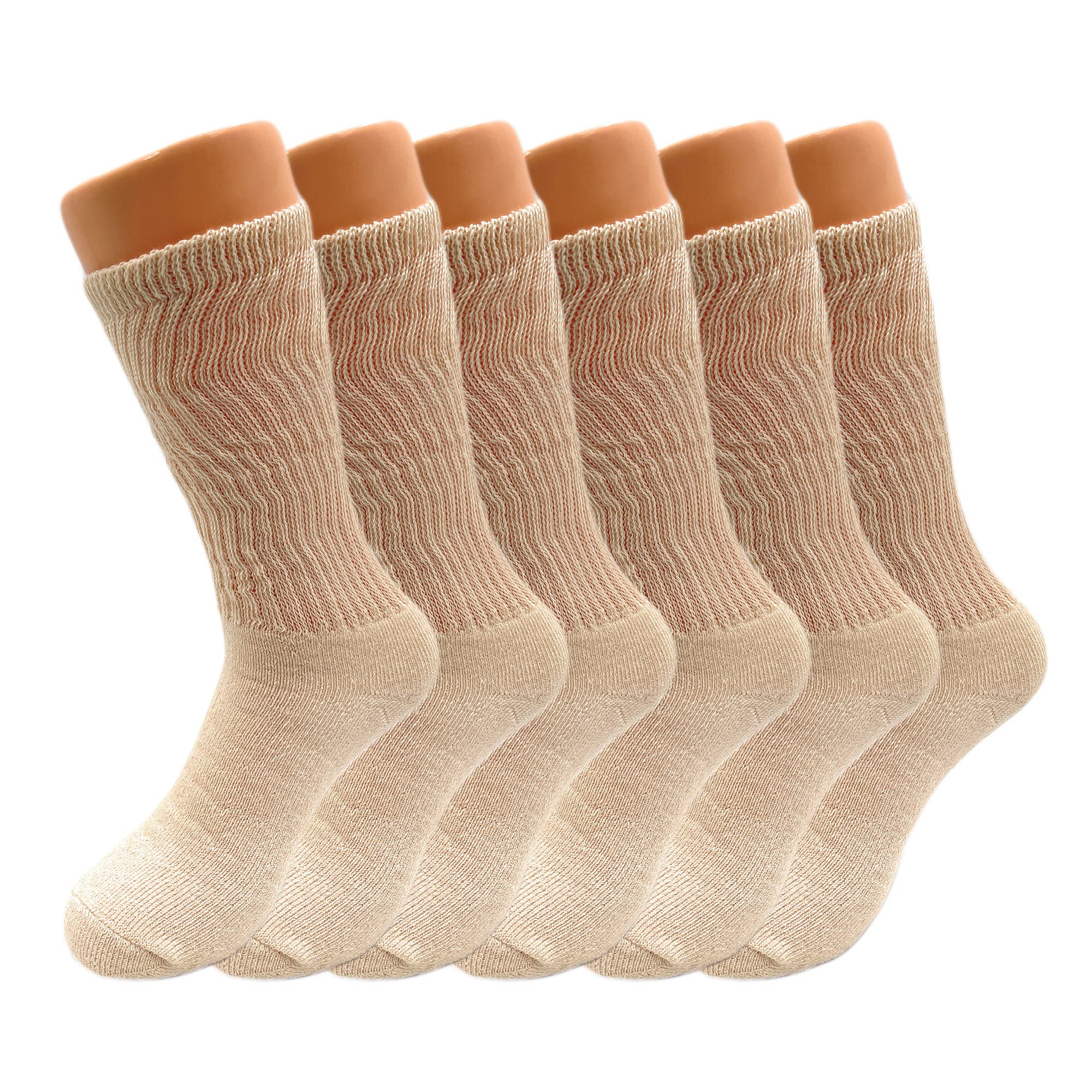 Premium American-Made Women's Mid-Calf Cotton Crew Socks - 6-Pack Cushioned Running Socks for Athletes & Daily Wear - Perfect for Jogging, Gym & Casual Outfits