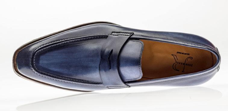 JOSE REAL AMBERES LOAFER - Handmade Italian Leather Slip-On Shoes for Men in Deep Blue | Perfect for Business Casual & Formal Occasions