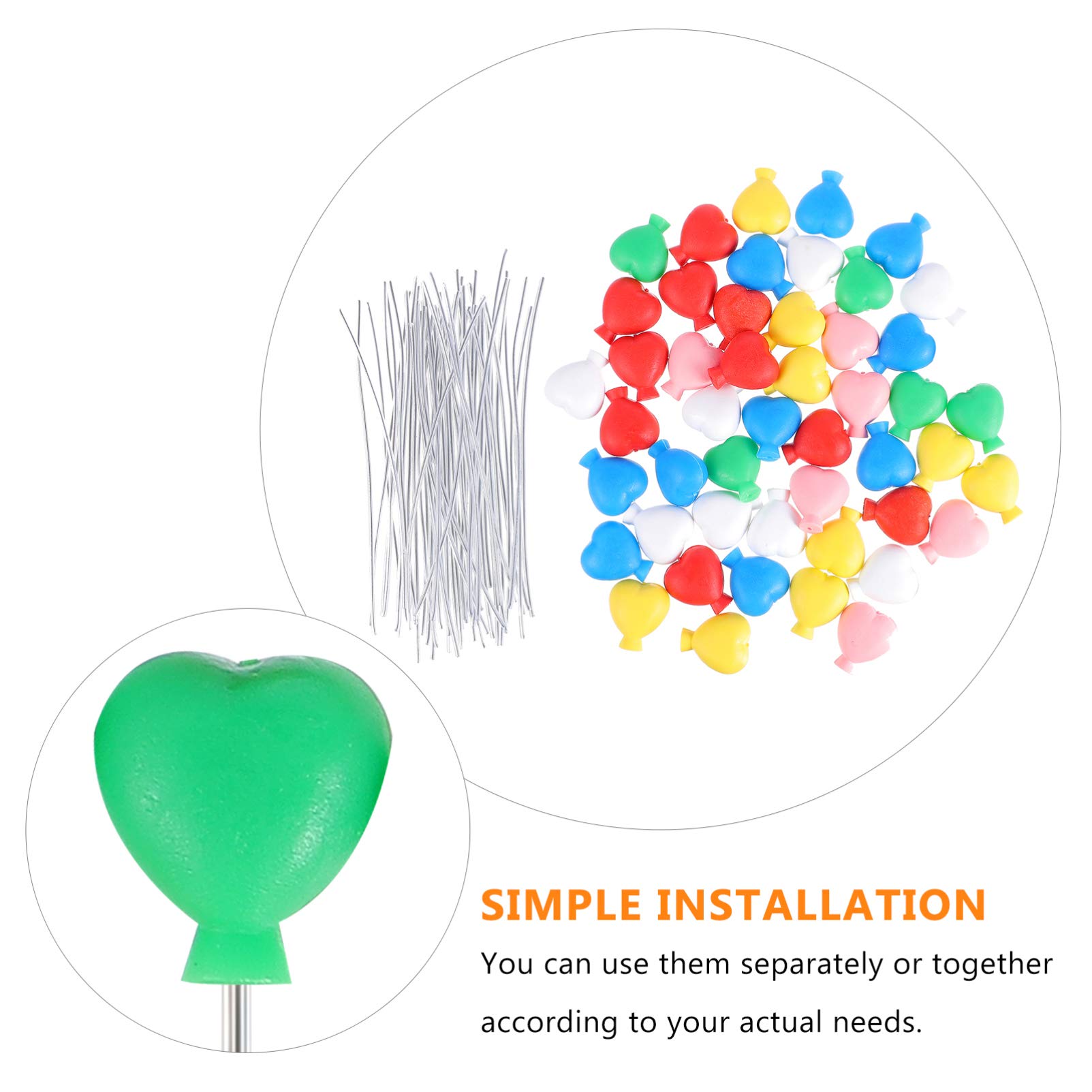 50Pcs Heart-Shaped Cupcake Toppers - Mini Balloon Bouquet & Landscape Ornaments for Cake Decor, Garden Party, Birthday, Wedding, Baby Shower - NUOBESTY