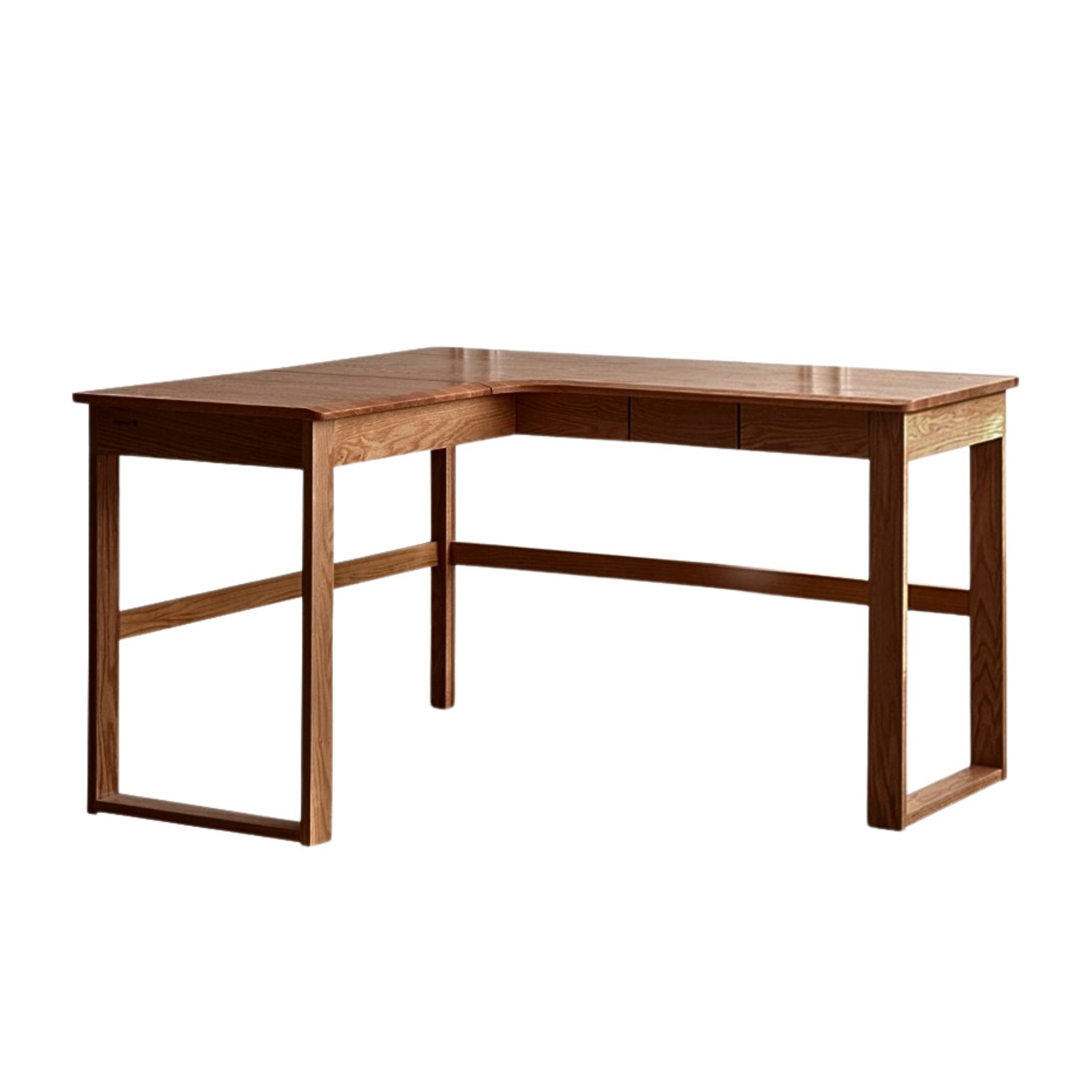 Solid Oak Wood L-Shaped Corner Office Desk - Modern Home & Office Workspace Solution for Productivity & Comfort