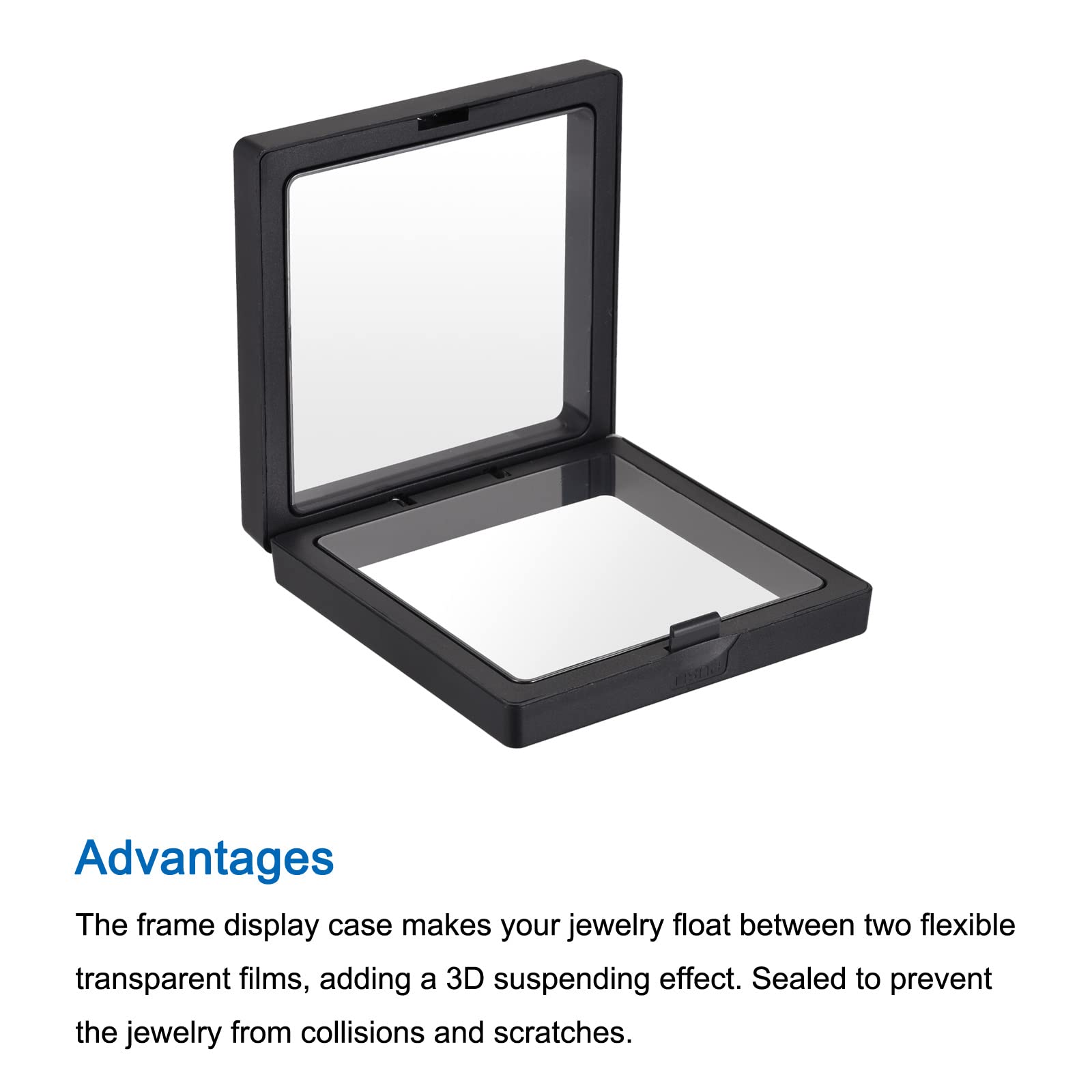 MECCANIXITY 3D Floating Frame Jewelry Display Stand - 4.33 x 4.33 x 0.79 Inch Black Acrylic Holder for Rings, Necklaces, Bracelets & Earrings (Pack of 6) - Perfect for Retail Stores, Boutiques & Wedding Jewelry Showcases