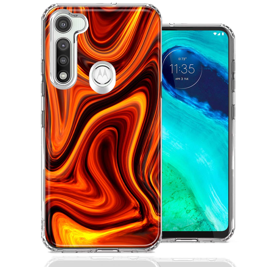 Motorola Moto G Fast Phone Case - Abstract Fire Design Dual Layer Protective Cover for Shockproof Daily Use & Outdoor Activities
