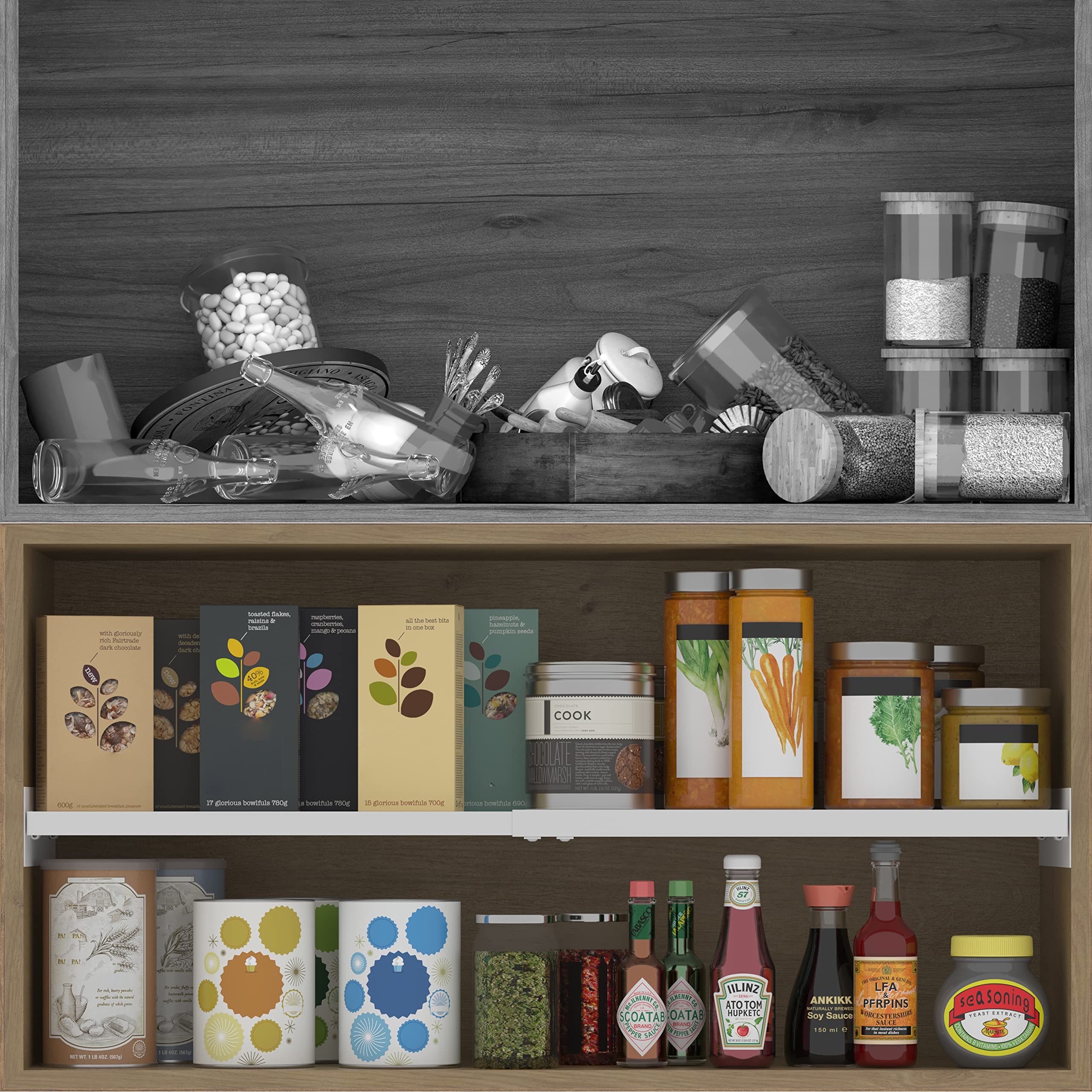 Expandable Closet Shelves Organizers - Adjustable Cabinet Shelf Board for Wardrobe, Pantry & Kitchen Storage - Space Saving Closet Divider Shelving (Medium, 2 Pack) - Perfect for Bedroom, Bathroom & Laundry Room Organization