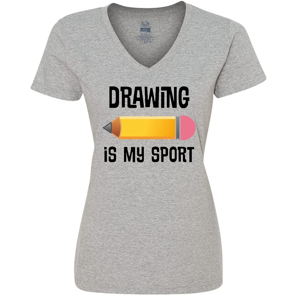 Inktastic Drawing is My Sport Women's V-Neck T-Shirt - Soft Cotton Graphic Tee for Artists & Creative Women - Perfect for Casual Wear, Art Classes & Gifts