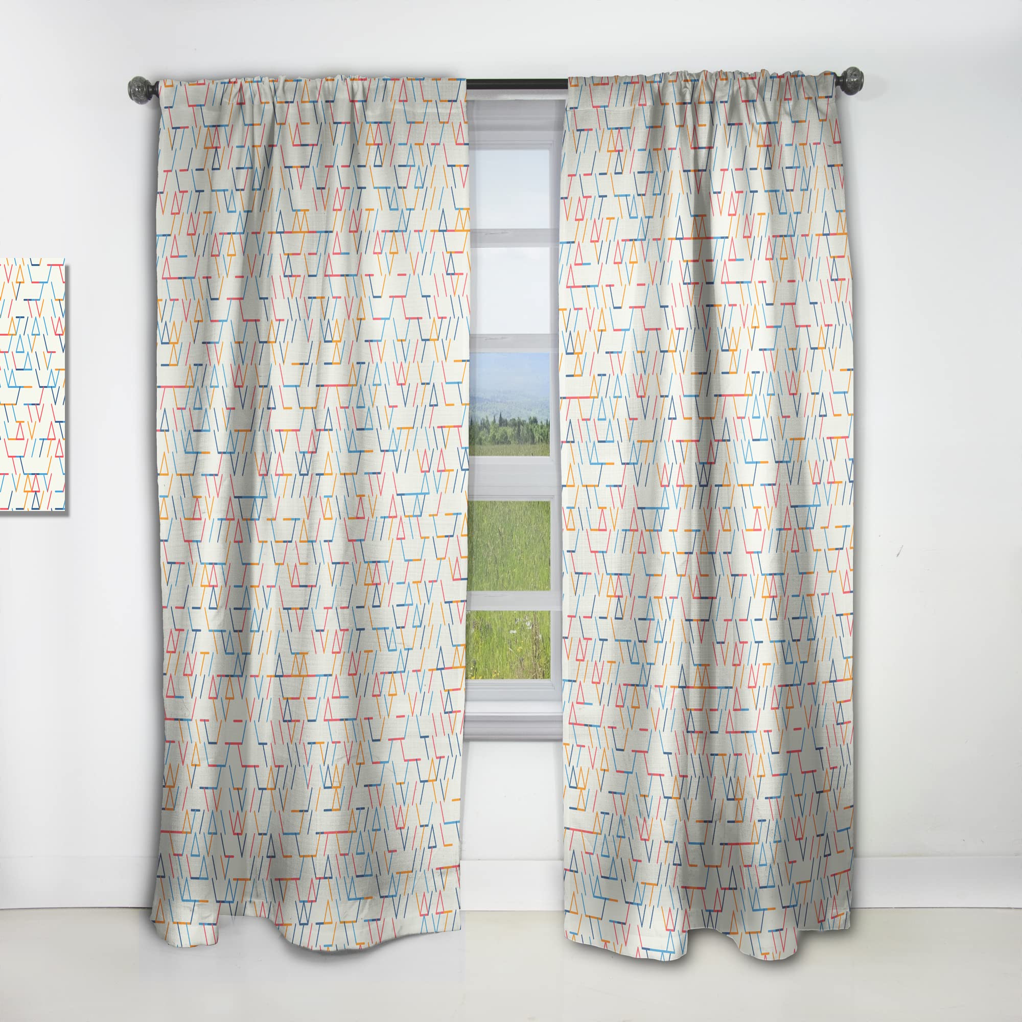 DesignQ Abstract Geometric Pattern Thermal Insulated Curtains - 52x63 Inch Single Panel for Bedroom & Living Room - Blackout Drapes for Home Decor, Noise Reduction & Energy Efficiency