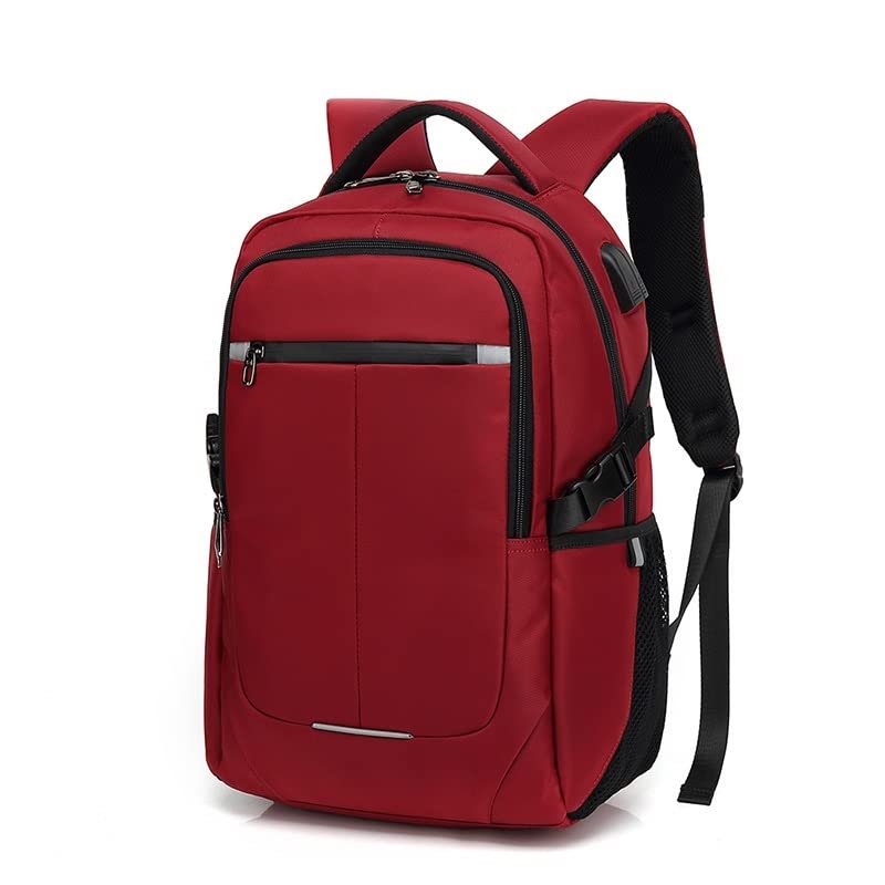 **Multifunctional Waterproof Men's Backpack with USB Charging Port - 15.6 Inch Laptop Anti-Theft Business Rucksack for Work, Travel & Gym (Red)**