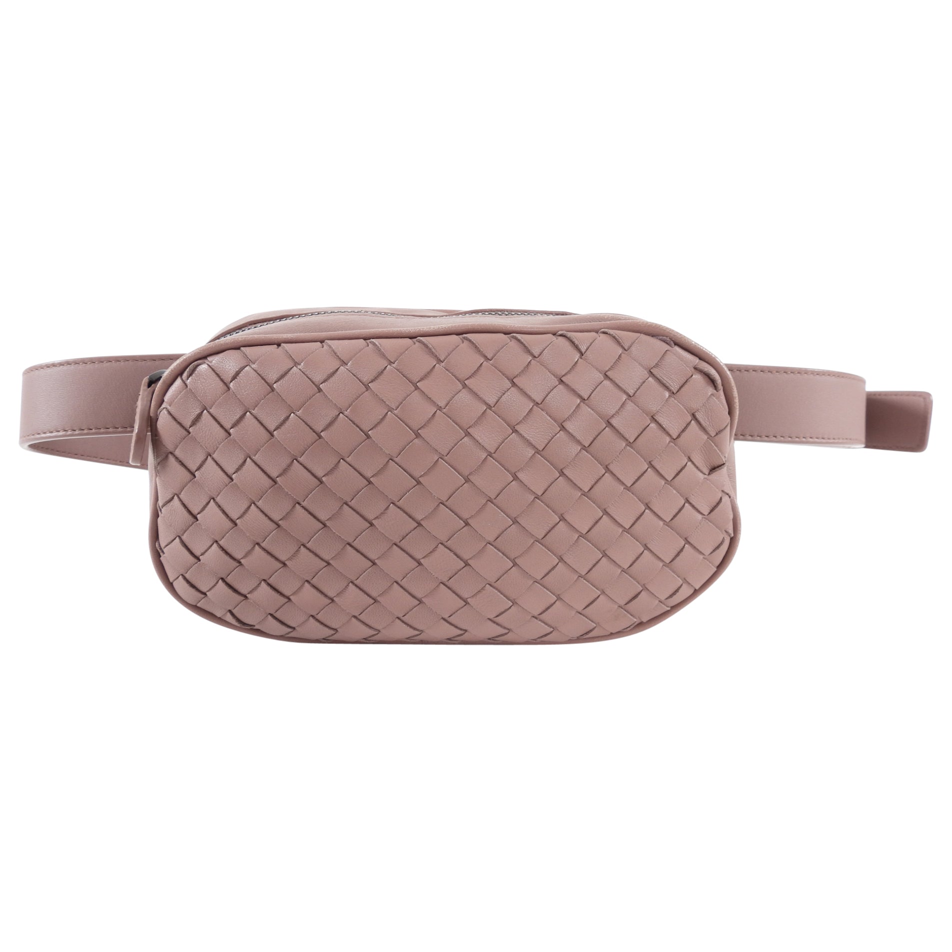 Bottega Veneta Mauve Intrecciato Leather Crossbody Belt Bag for Women | Luxury Designer Waist Pack | Perfect for Travel, Concerts & Everyday Use
