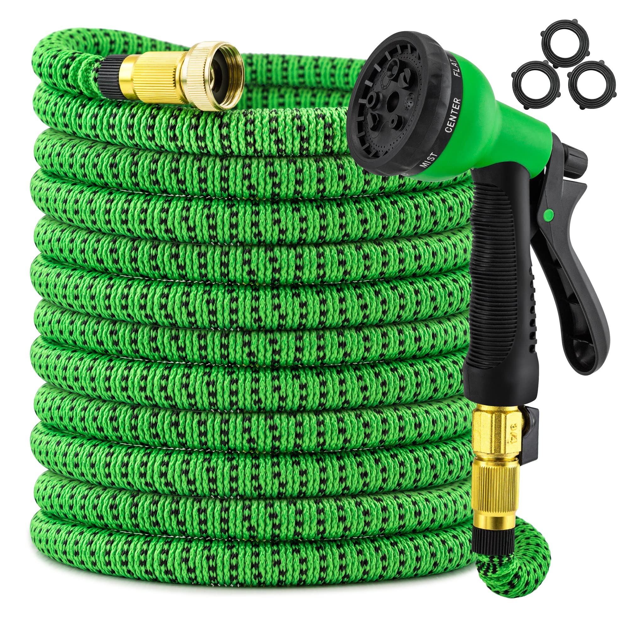 100ft Expandable Garden Hose with Multi-Function Spray Nozzle - Lightweight Flexible Water Hose for Lawn, Garden, Car Washing & Outdoor Cleaning
