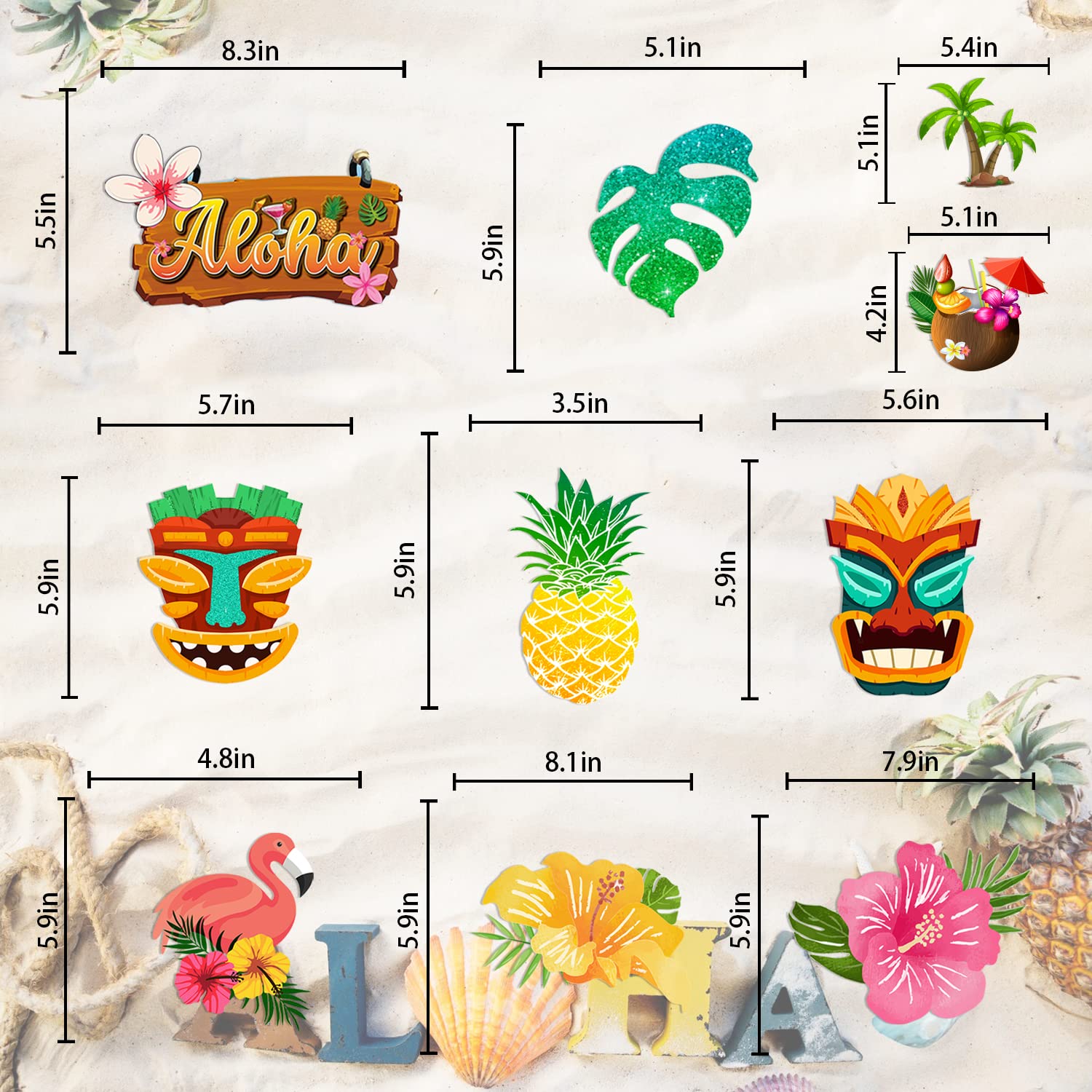 40pcs Aloha Luau Hanging Swirls - Hawaiian Party Decorations Set for Tropical & Tiki Themed Events - No DIY Foil Ceiling Decor - Perfect for Luau Parties, Beach Weddings & Summer Celebrations