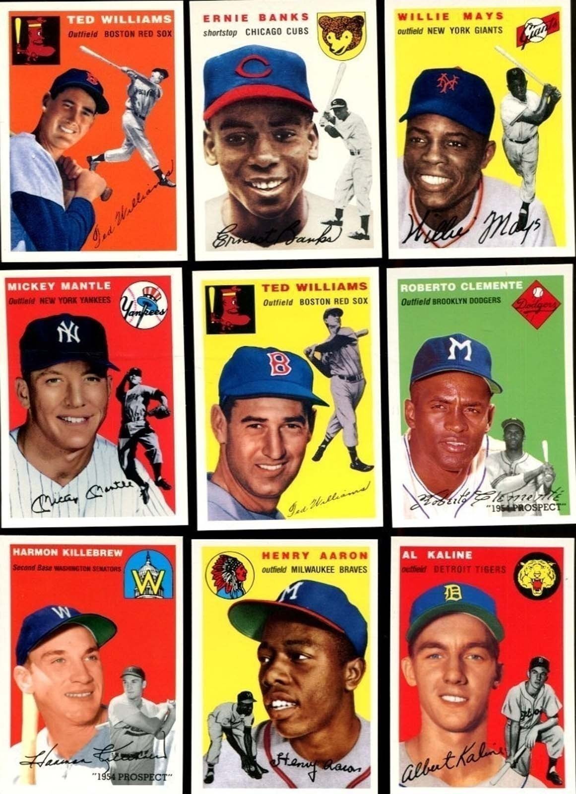 1954 Topps Baseball Cards Complete 259-Card Set - Includes Mickey Mantle & Ted Williams - Vintage Sports Collectibles for Display & Investment